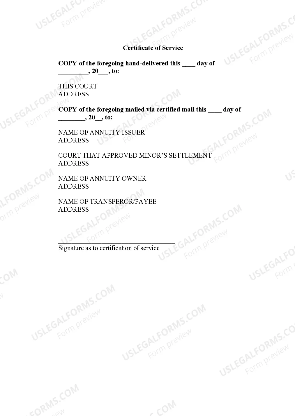 Preview Notice to Interested Parties of Proposed Transfer of Structured Settlement Payment Rights