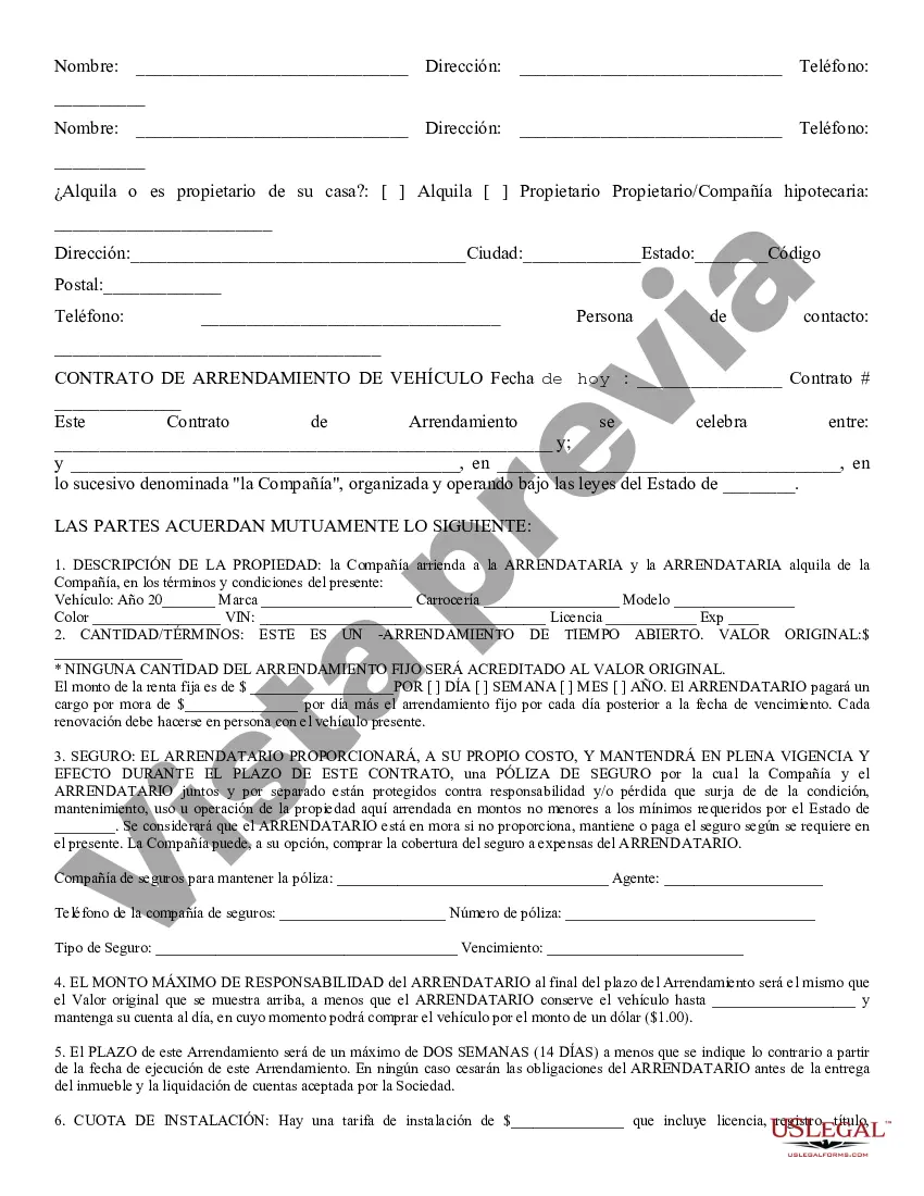 Preview Arrendamiento de Auto - Solicitud y Acuerdo