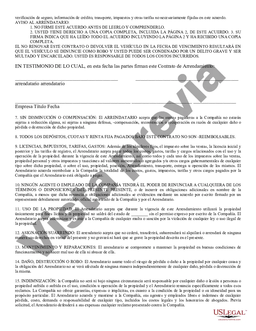 Preview Arrendamiento de Auto - Solicitud y Acuerdo
