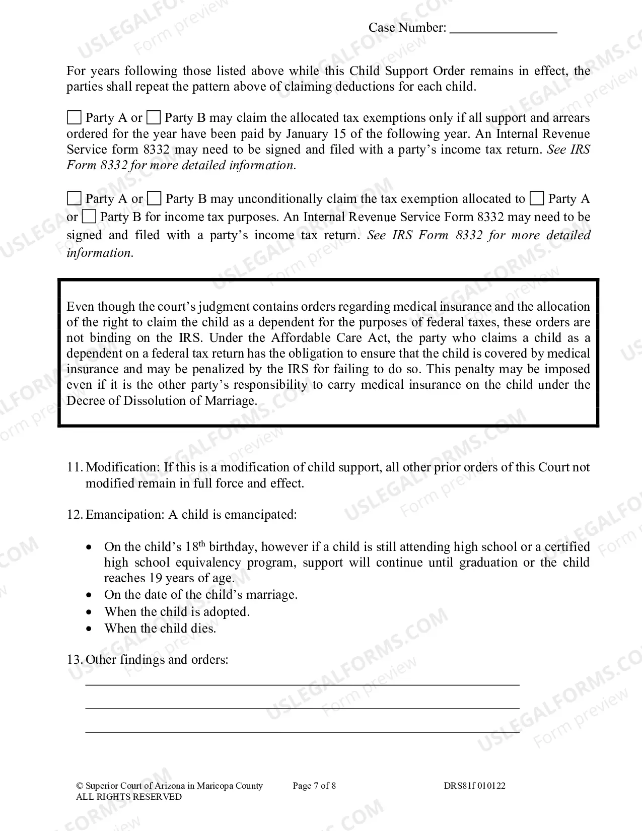Preview Child Support Order