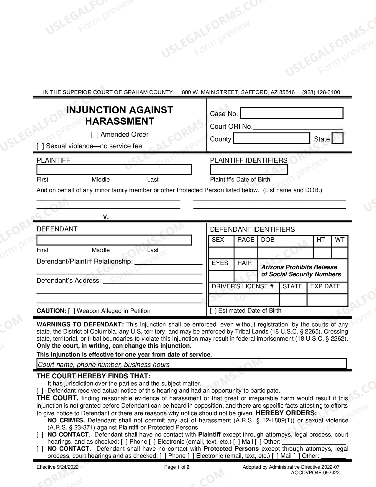 Preview ORDERS OF PROTECTION PACKET