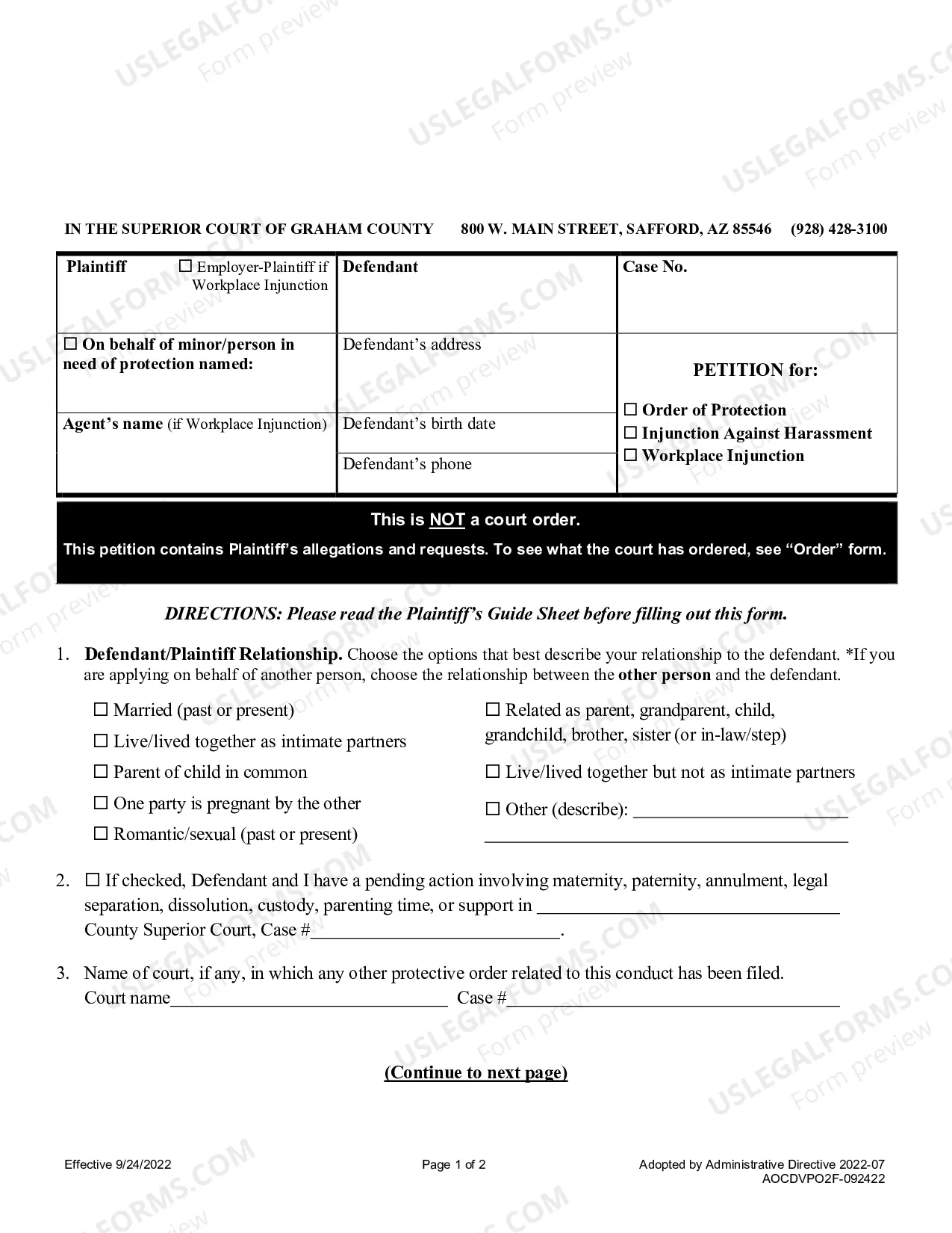 Preview ORDERS OF PROTECTION PACKET