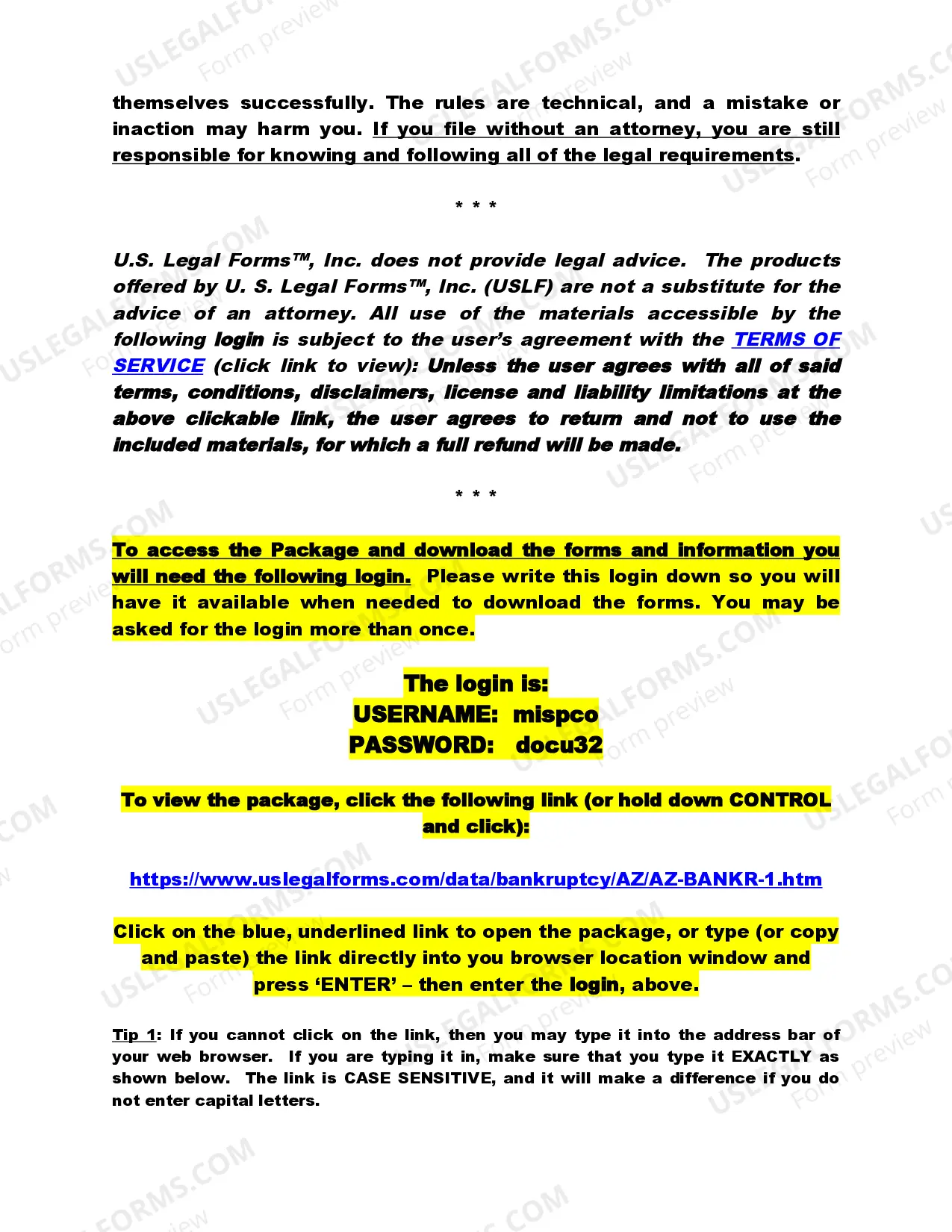 Preview Arizona Bankruptcy Guide and Forms Package for Chapters 7 or 13