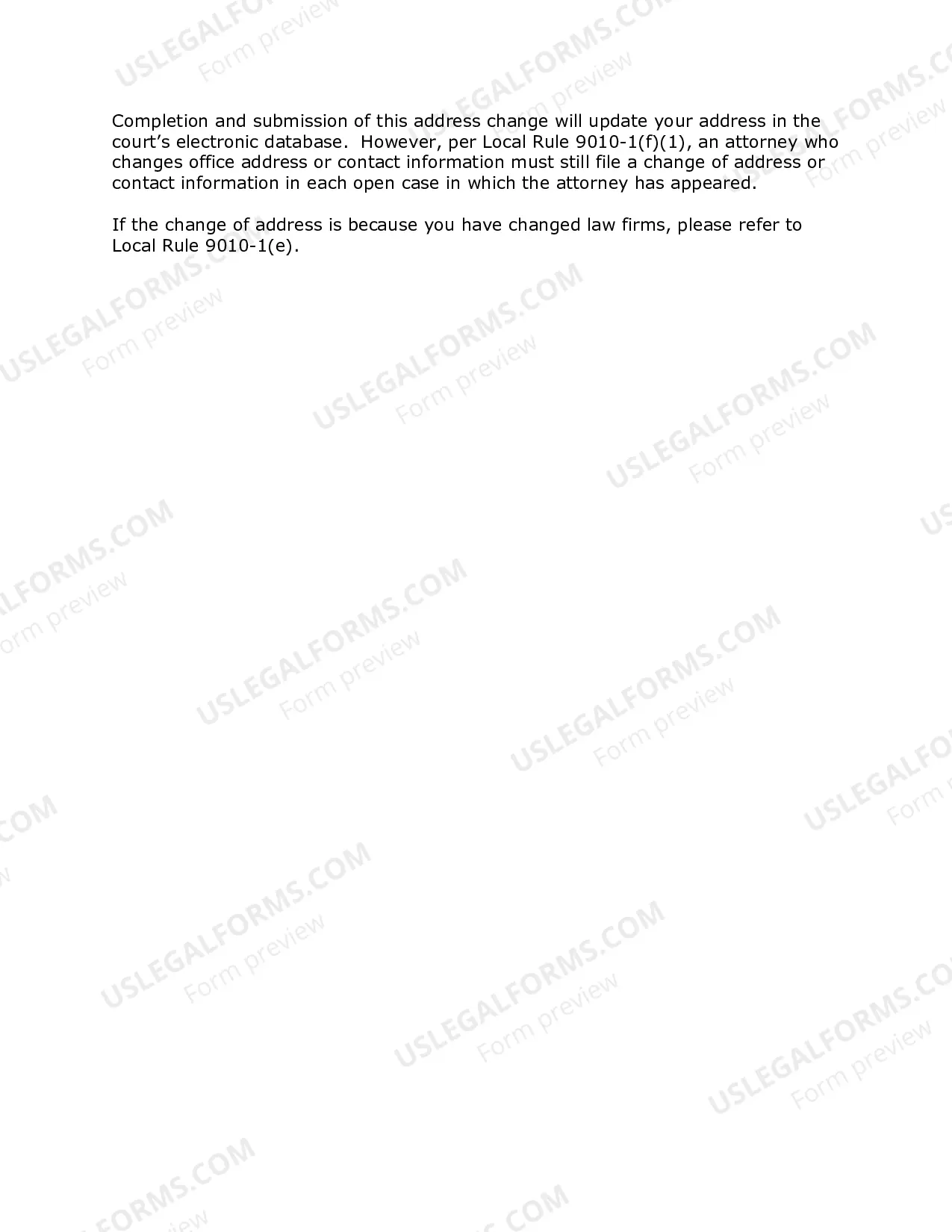 Preview Attorney Address Change