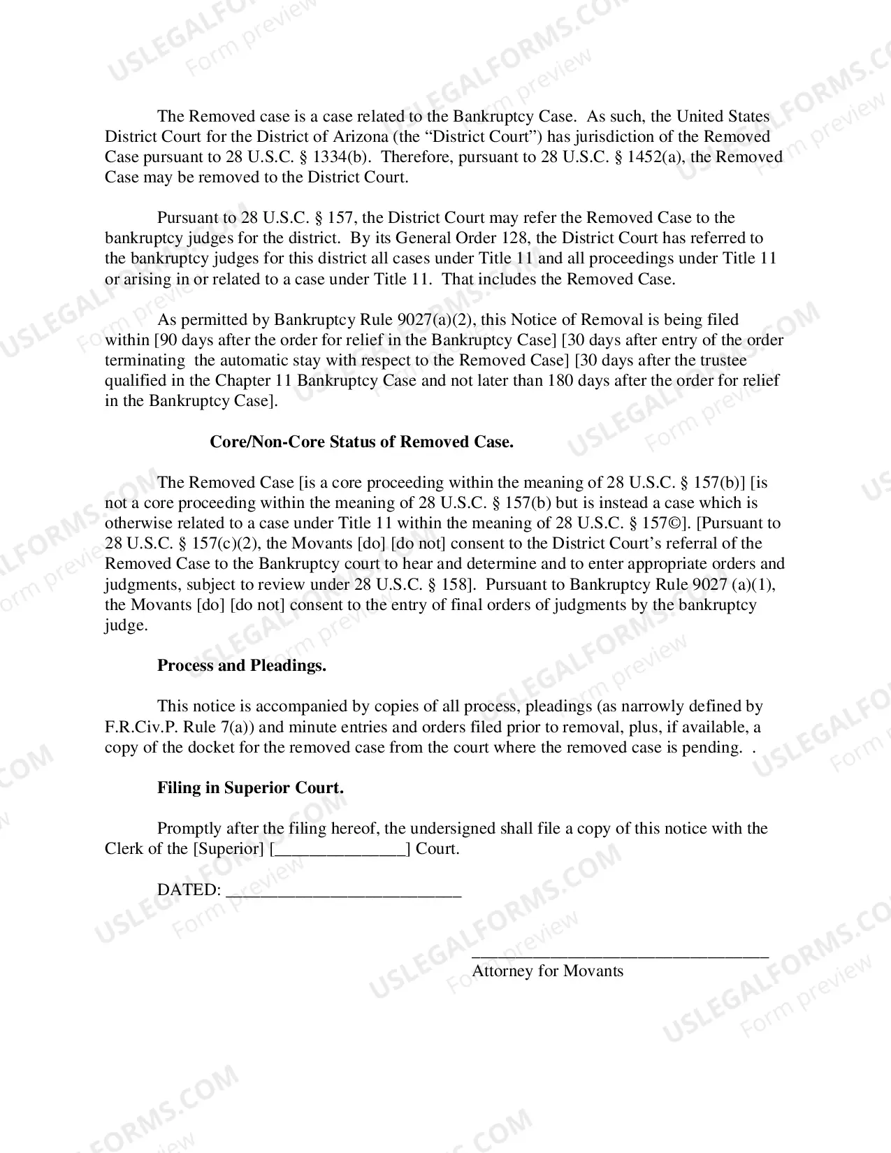 Preview Notice of Removal