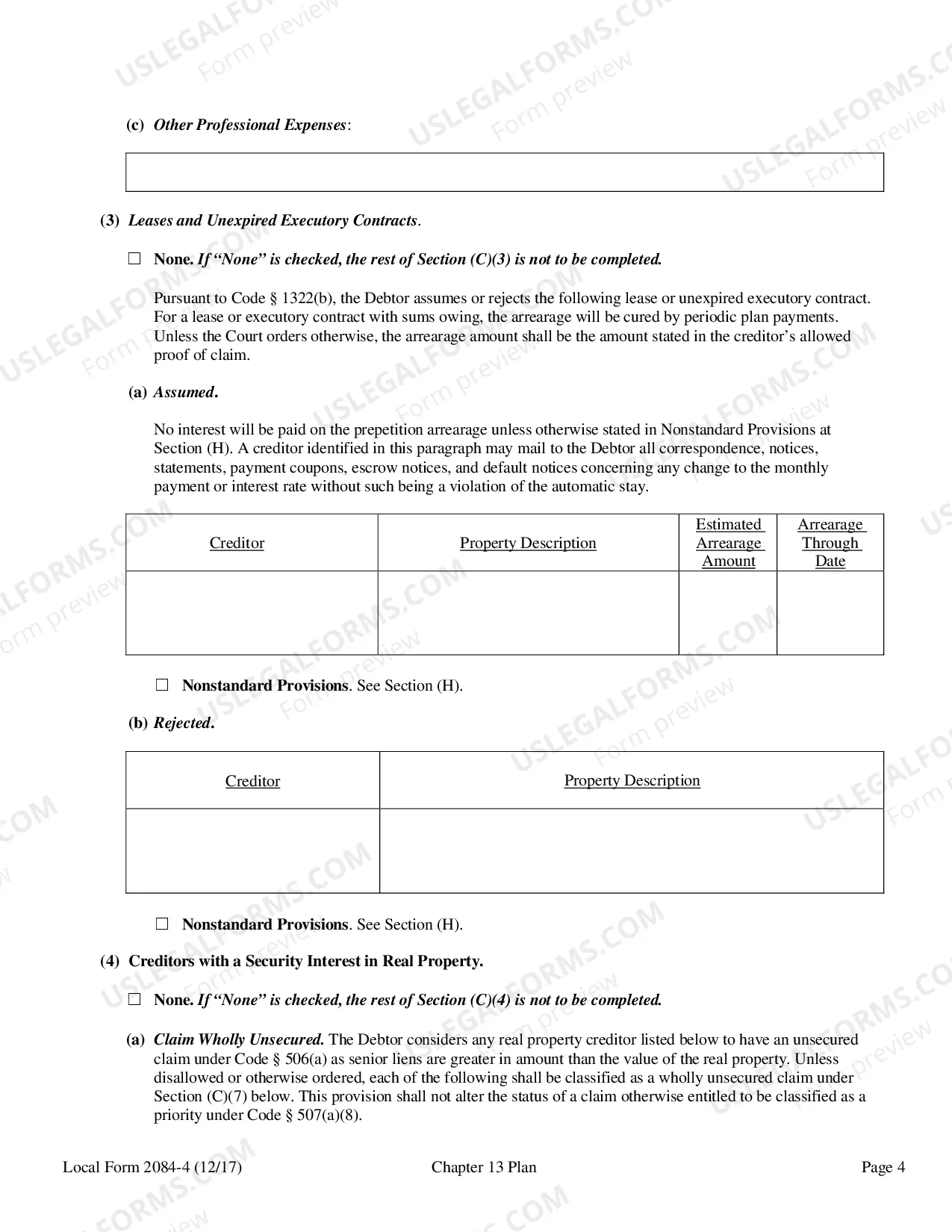 Preview Chapter 13 Plan (Local Form 2084-4)