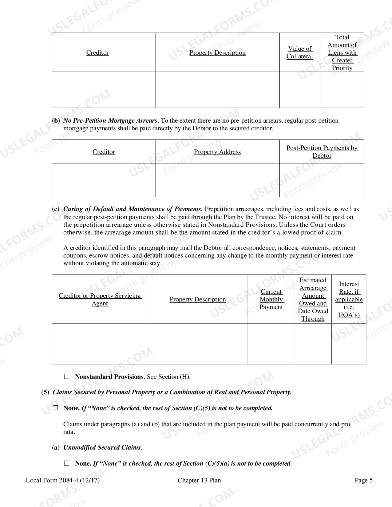 Preview Chapter 13 Plan (Local Form 2084-4)