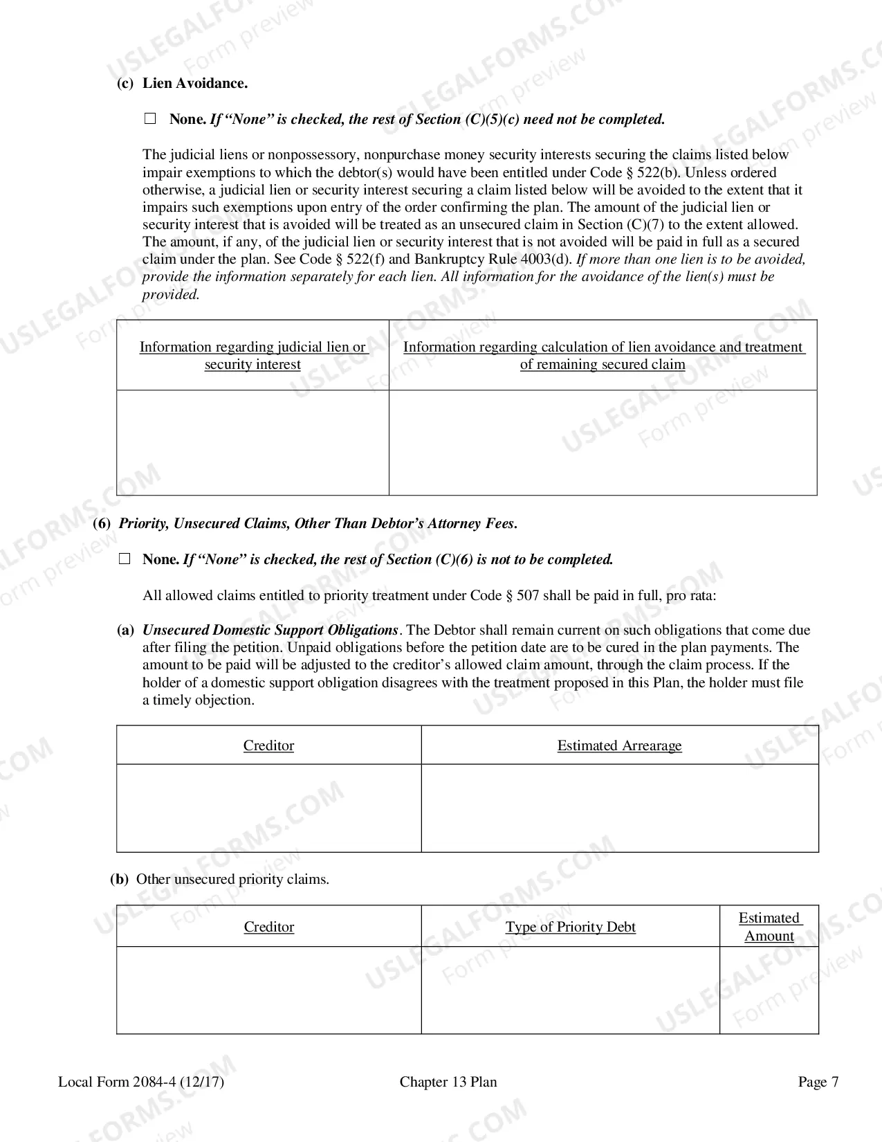 Preview Chapter 13 Plan (Local Form 2084-4)