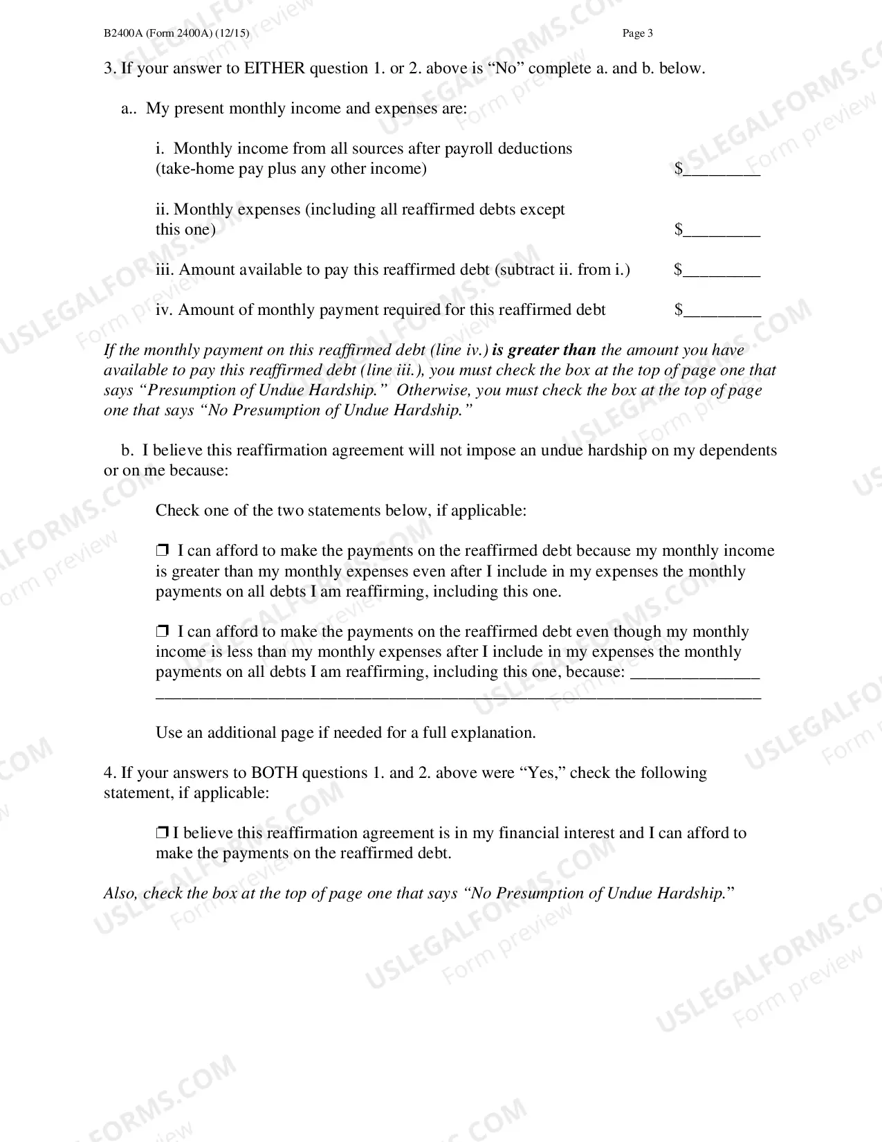 Preview Download Reaffirmation Agreement