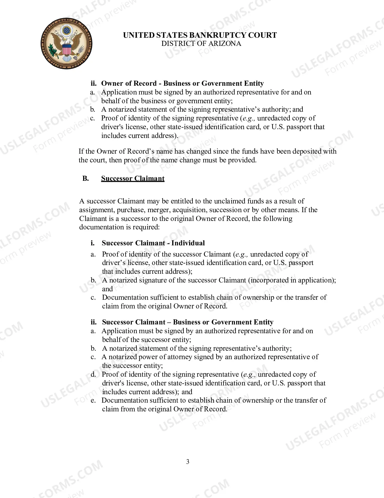 Preview Unclaimed Funds Instructions