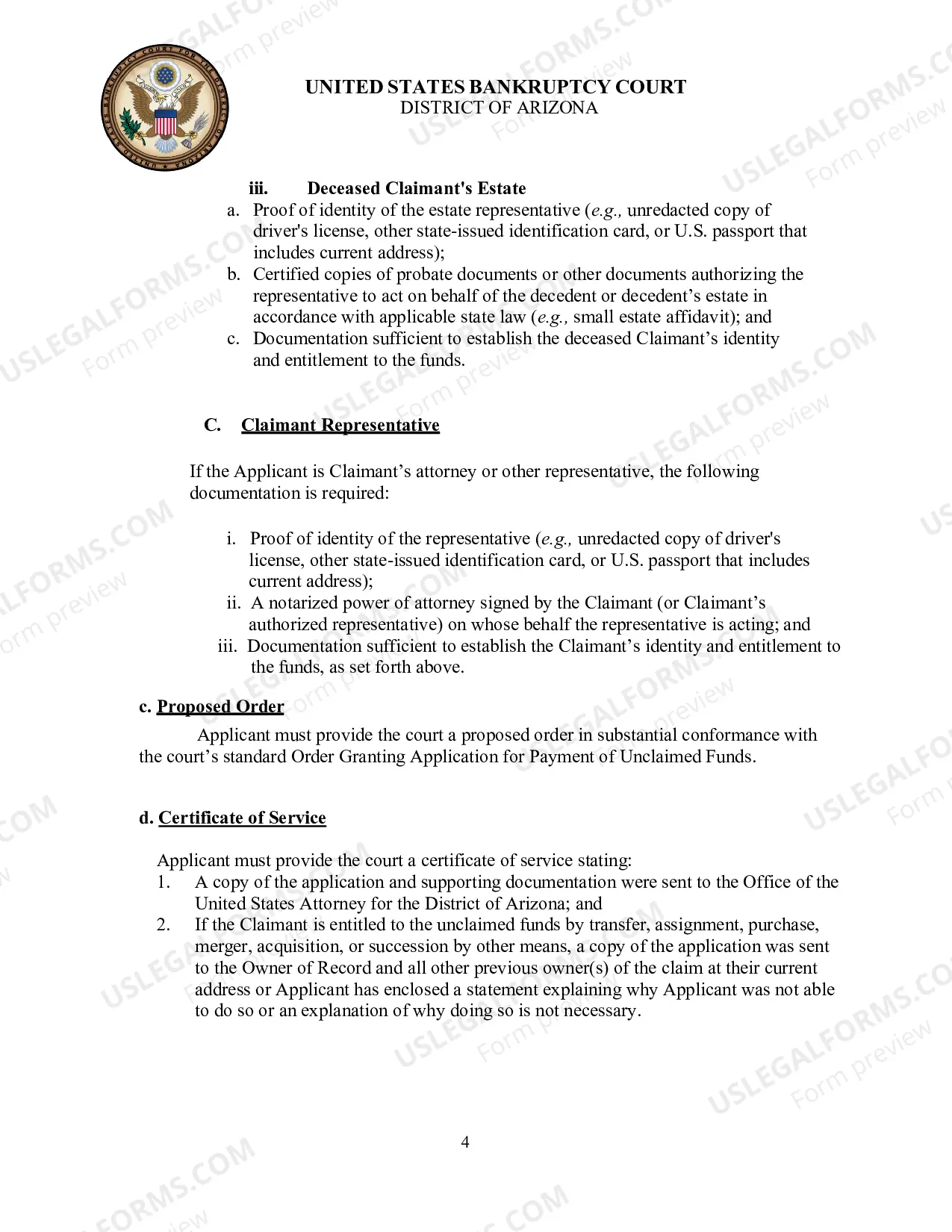 Preview Unclaimed Funds Instructions