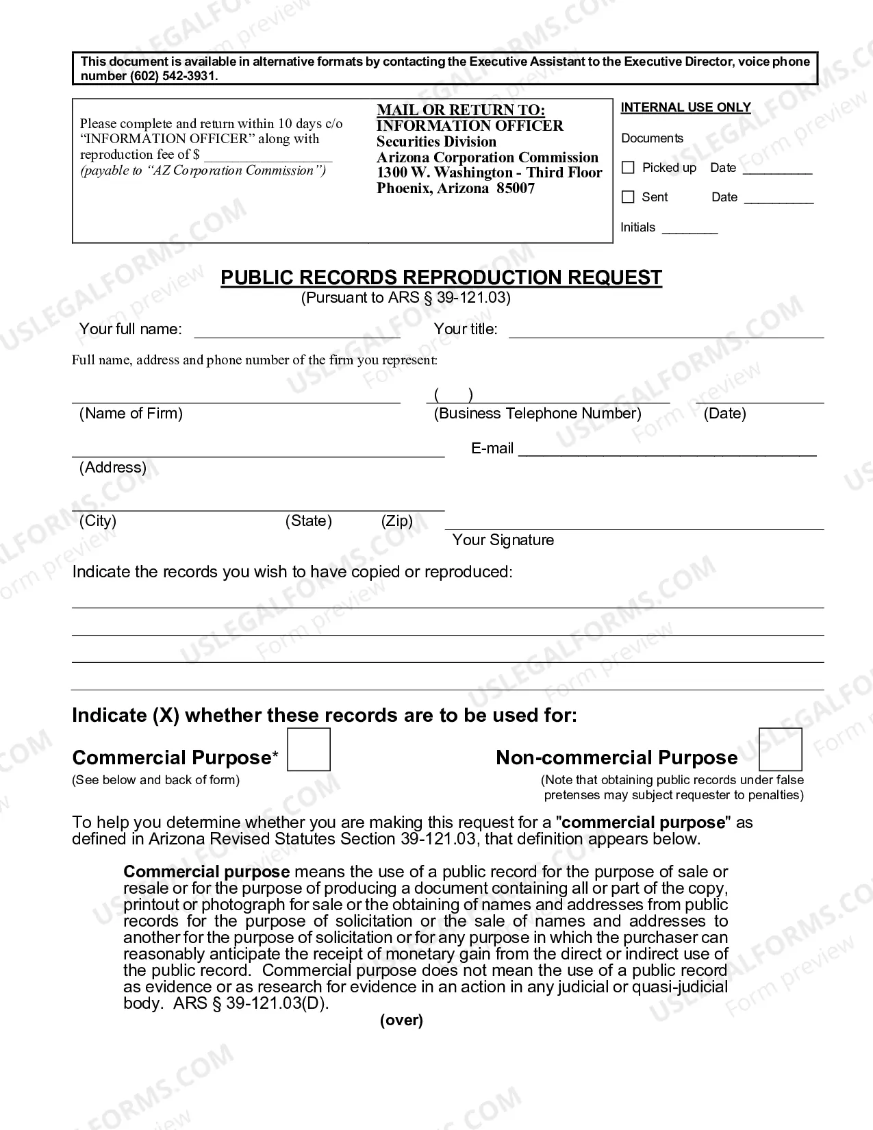 Preview Public Records Reproduction Request: form required for obtaining copies of public records and documents.