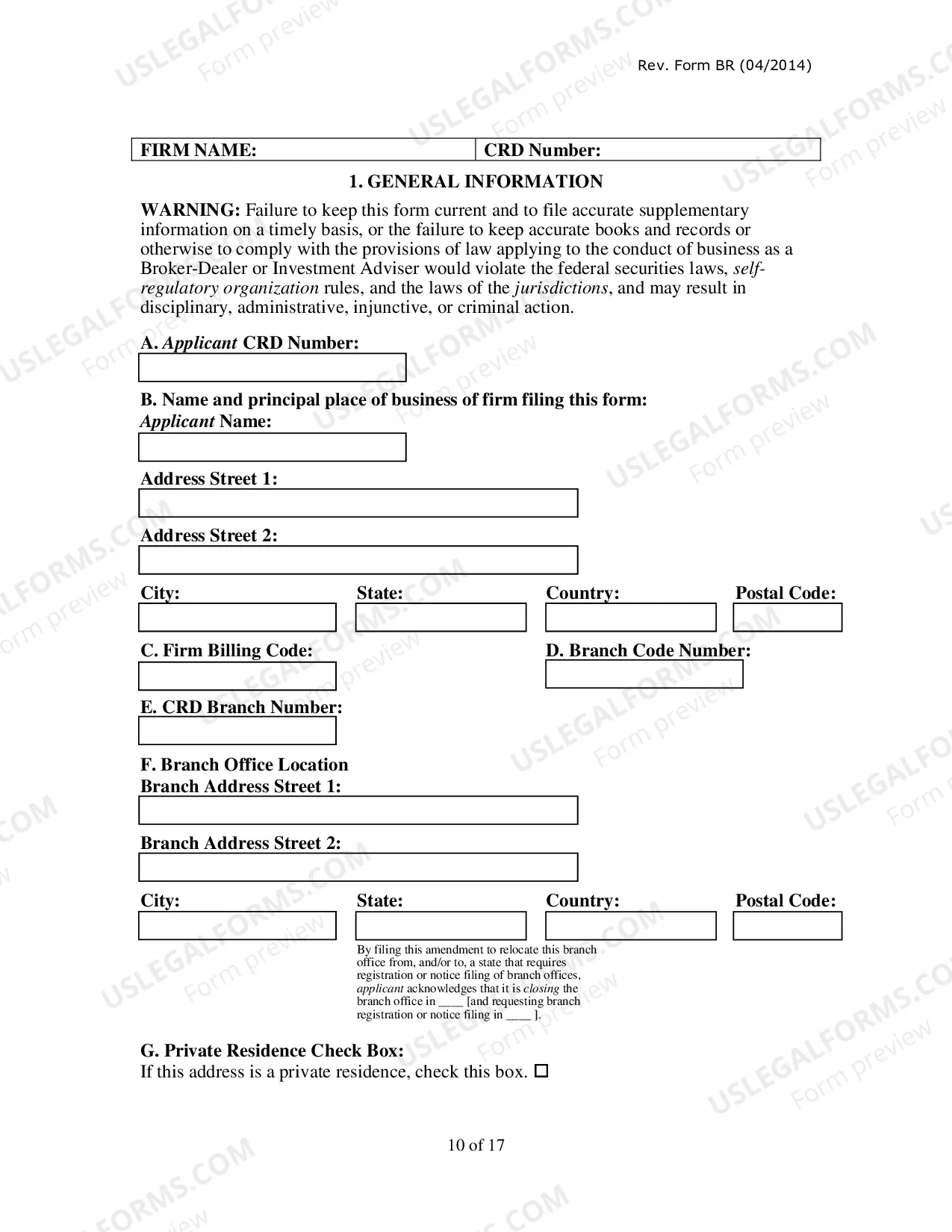 Preview Form BR & Instructions