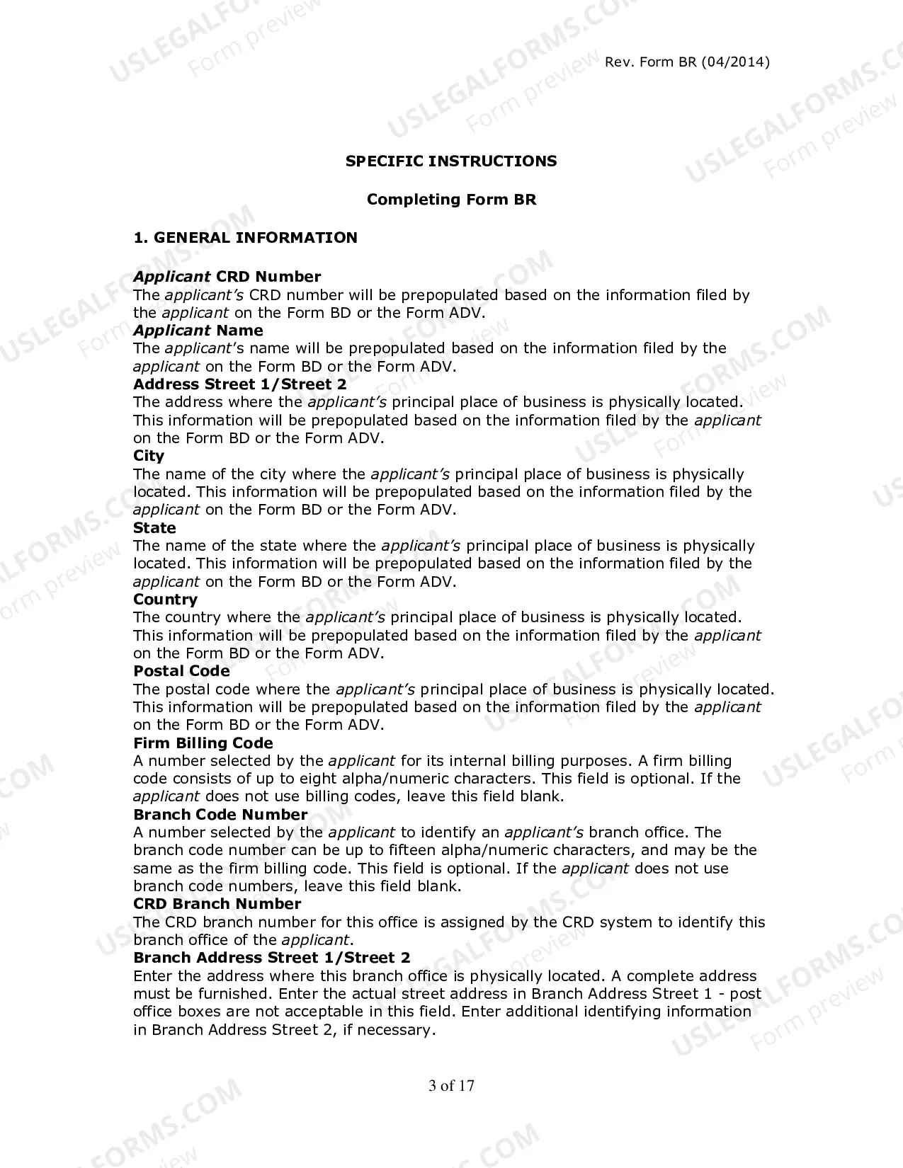 Preview Form BR & Instructions