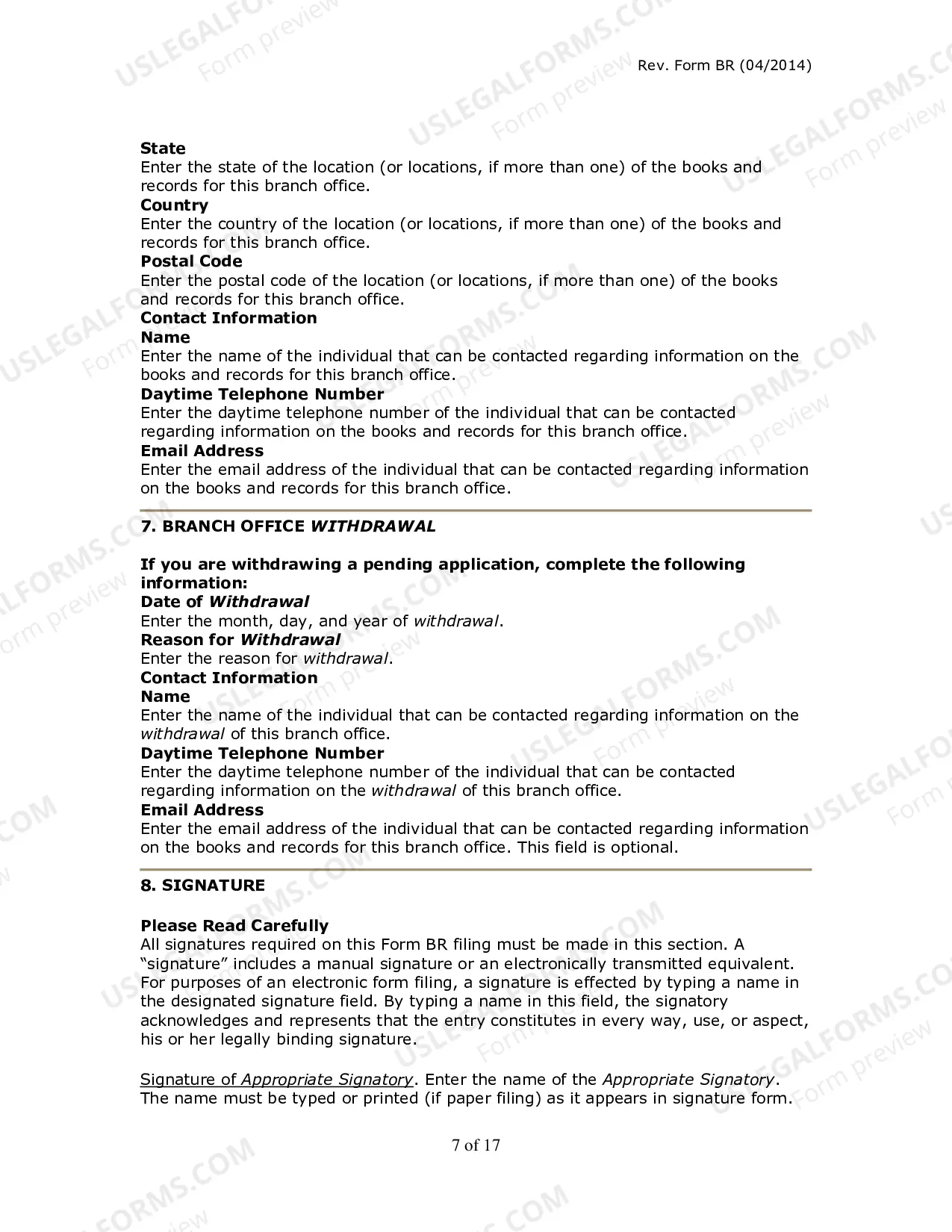 Preview Form BR & Instructions