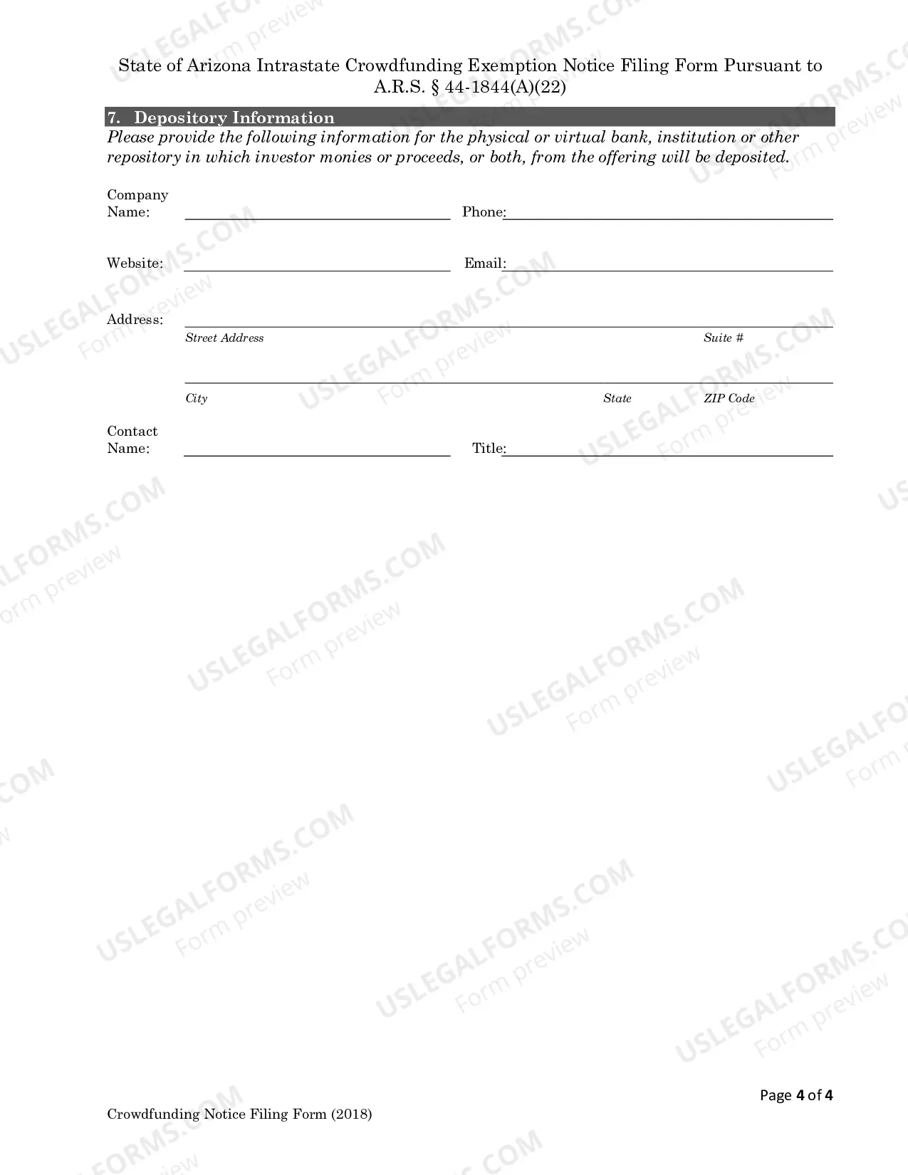Preview Intrastate Crowdfunding Exemption Notice Filing Form