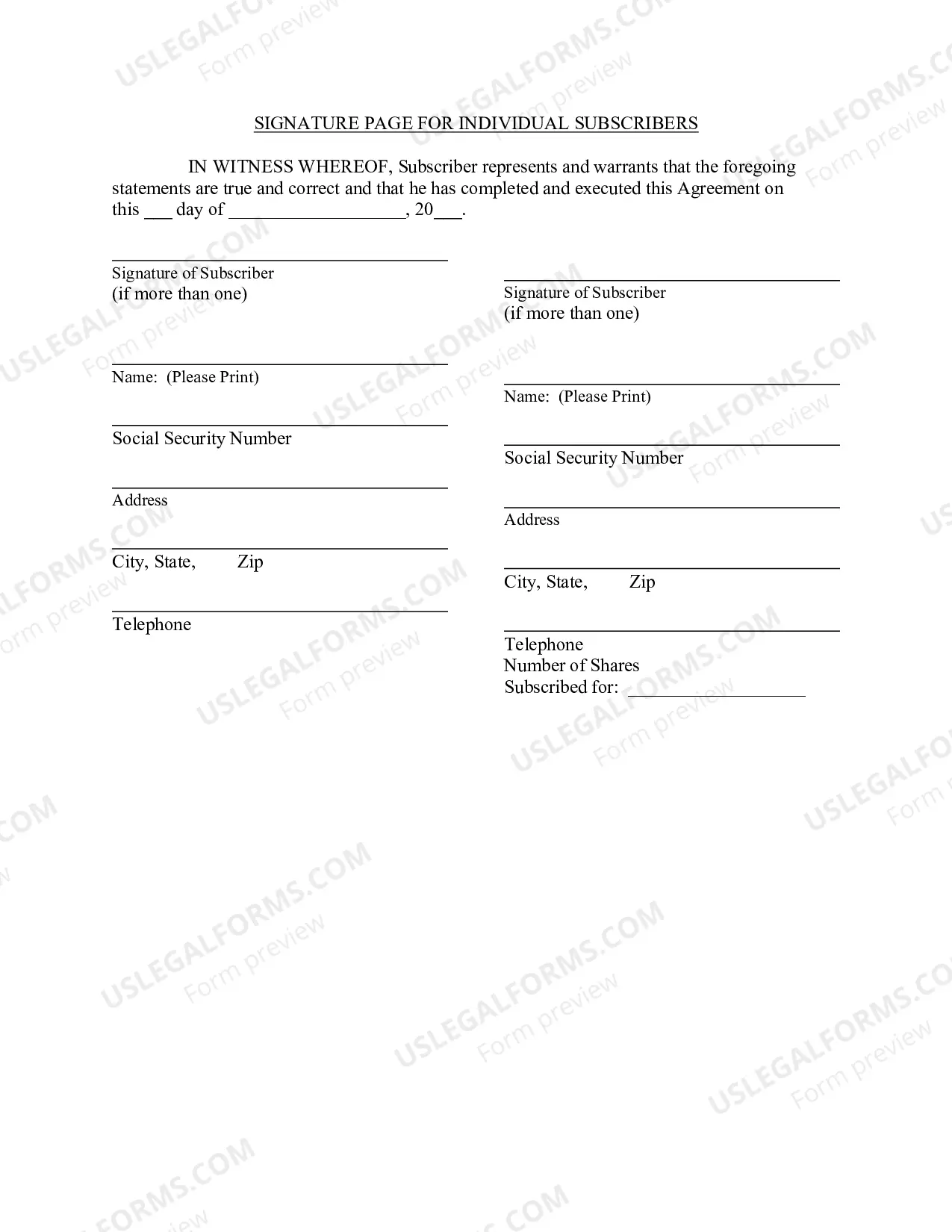 Preview Accredited Investor Subscription Agreement