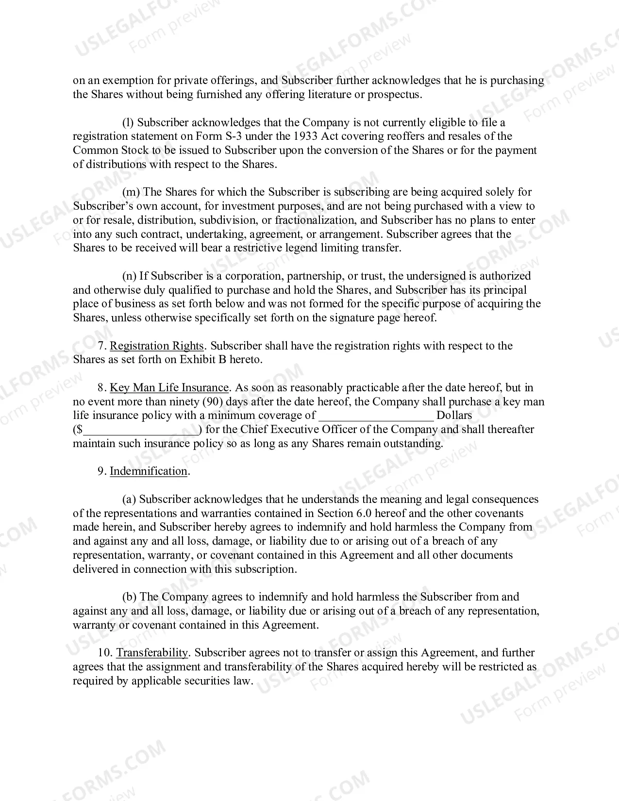 Preview Accredited Investor Subscription Agreement