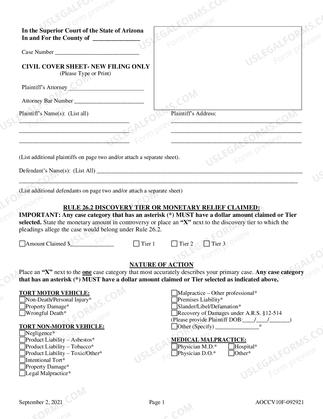 Preview Civil Coversheet