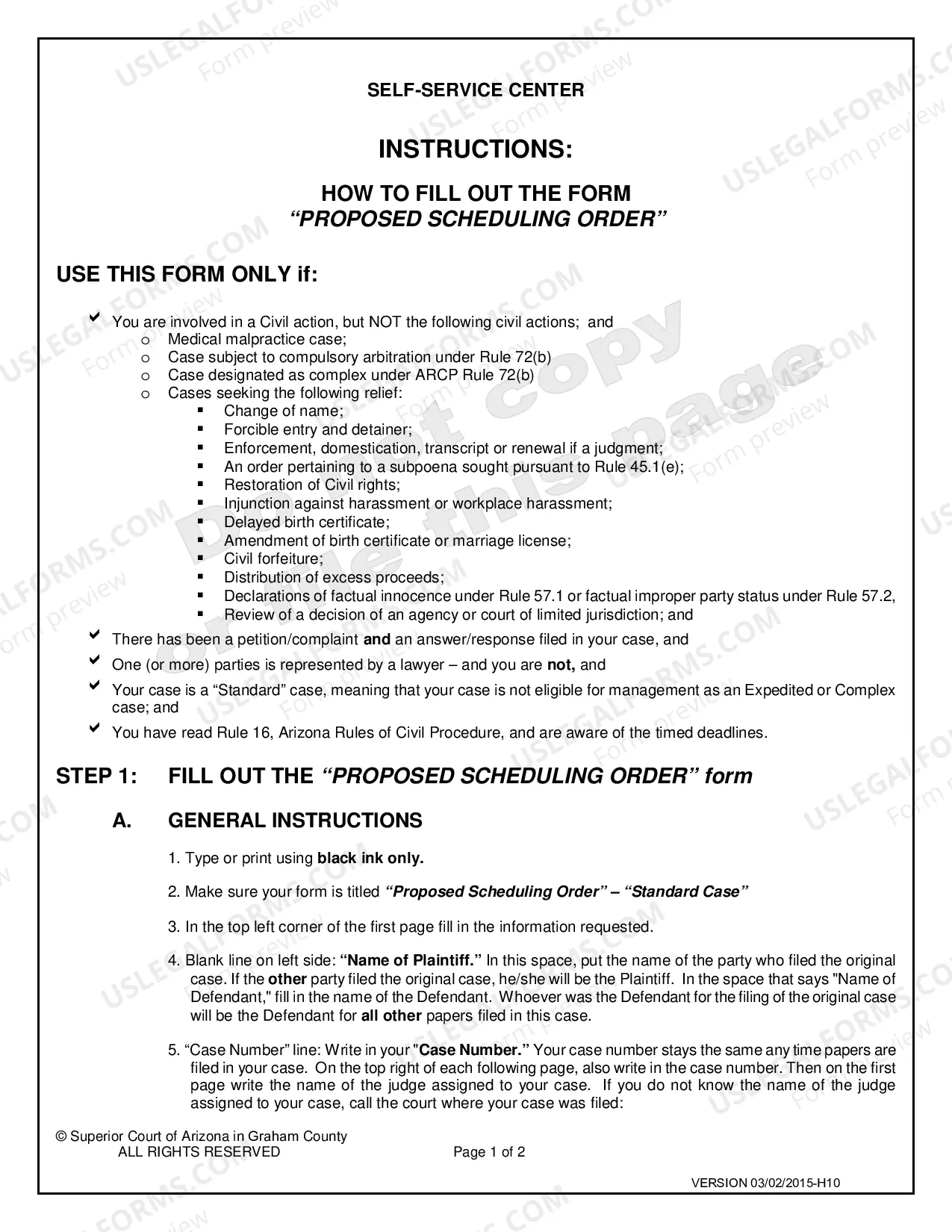 Preview Civil Proposed Scheduling Order