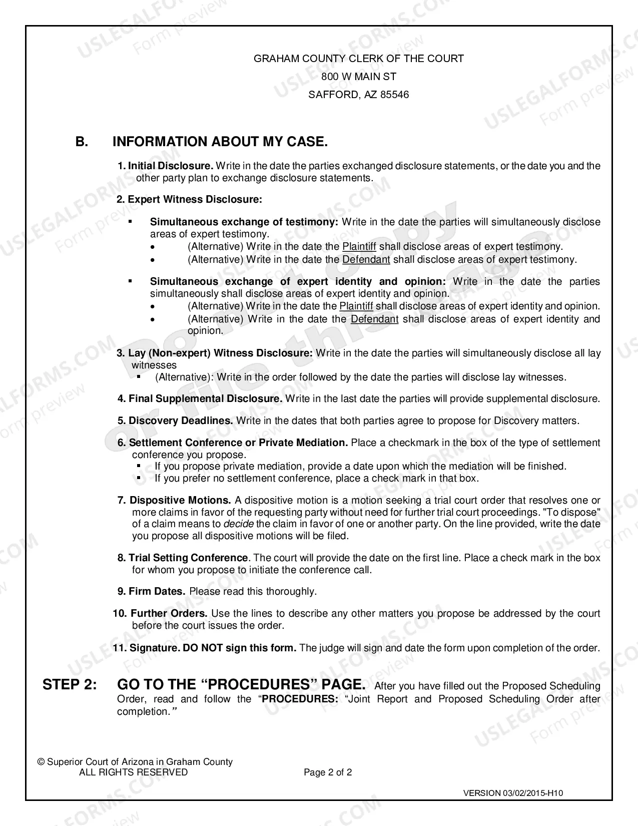 Preview Civil Proposed Scheduling Order
