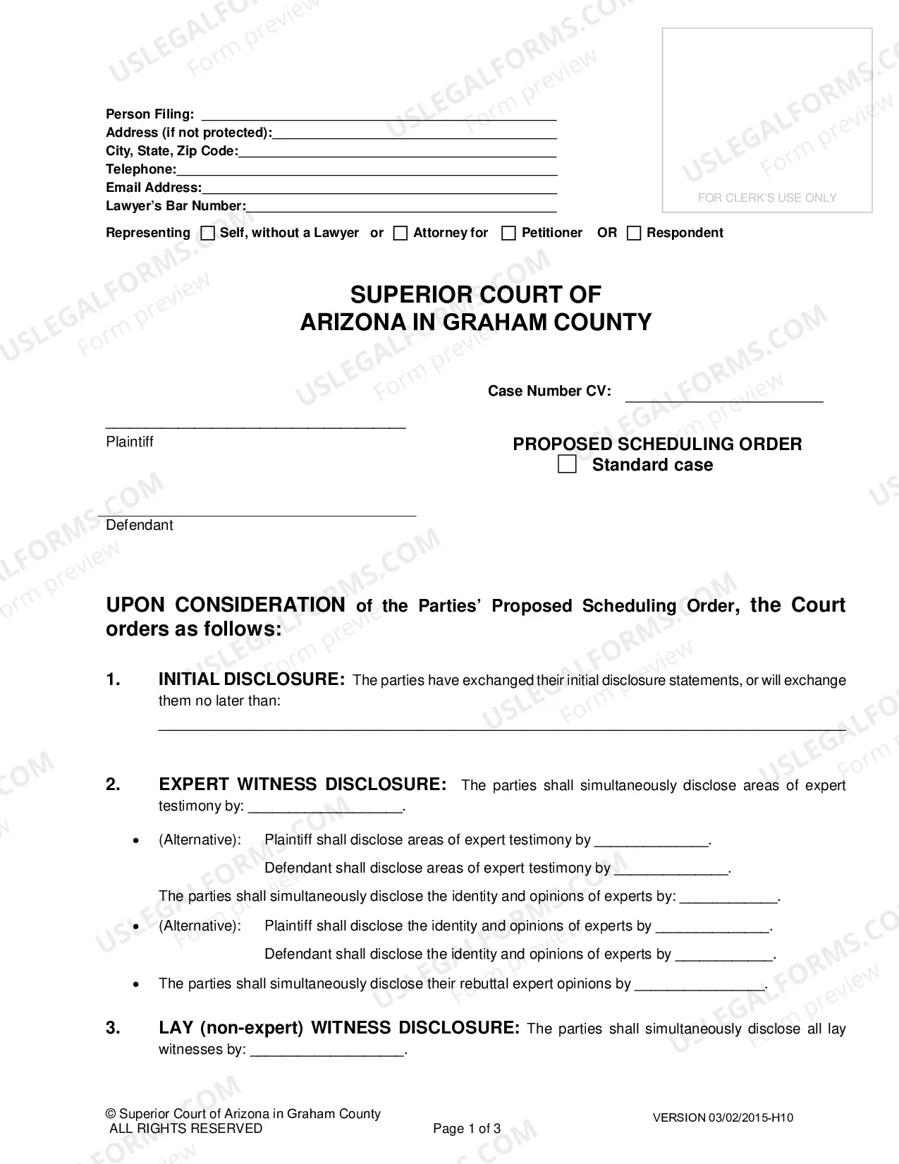 Preview Civil Proposed Scheduling Order