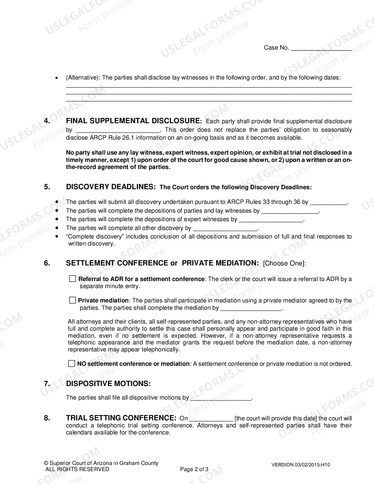 Preview Civil Proposed Scheduling Order