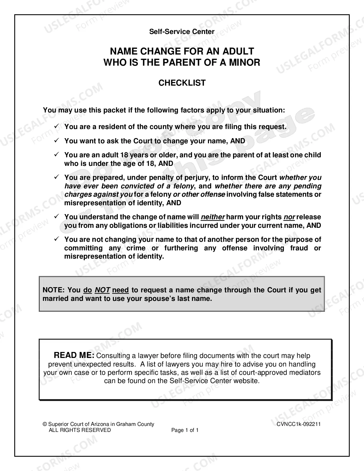 Preview Name Change-Adult with Minor