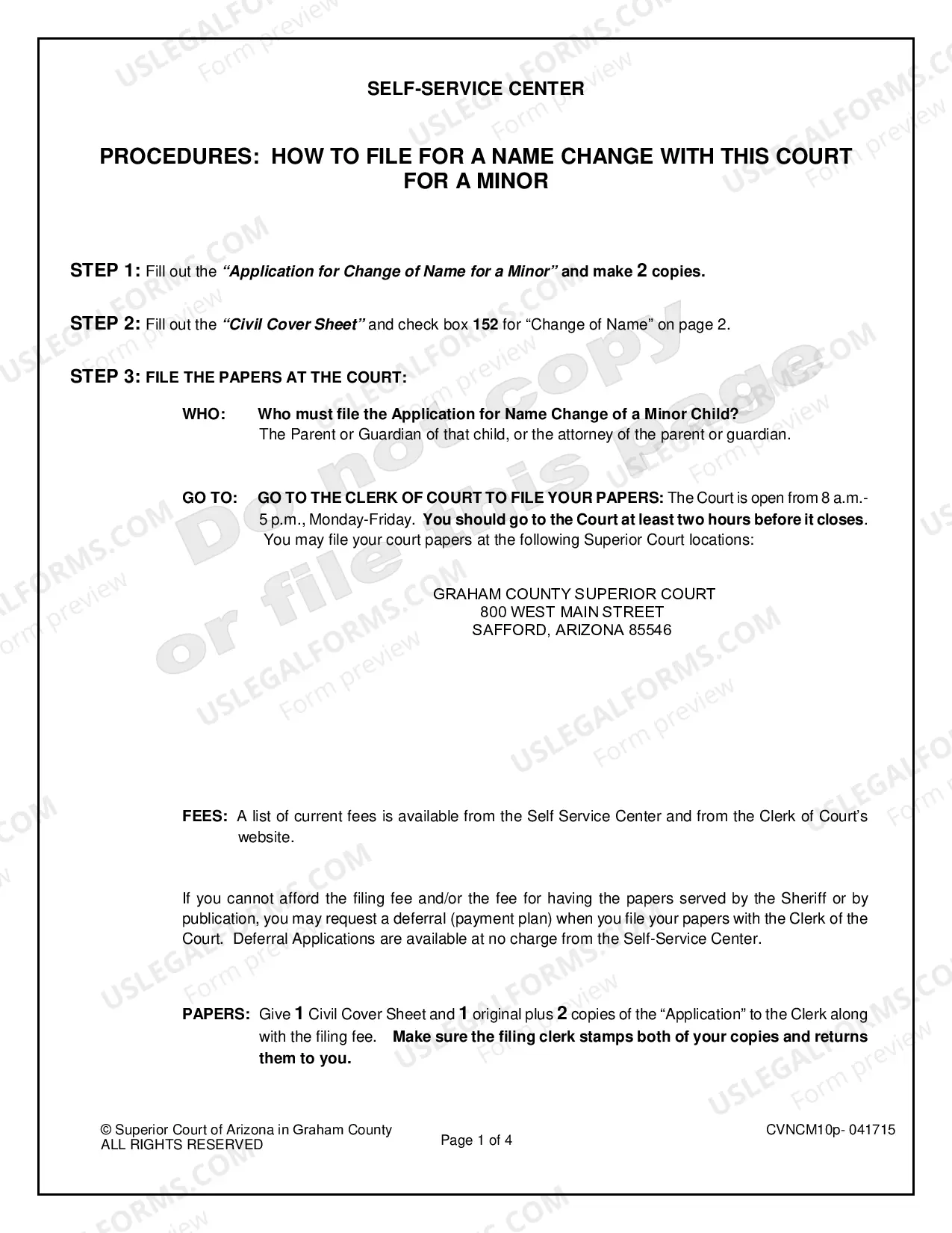 Preview Name Change-Minor Child Only