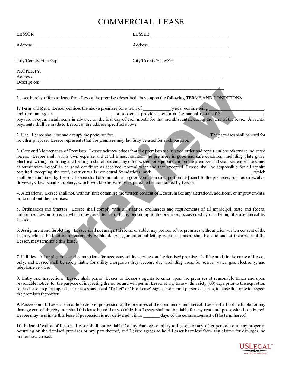 page 0 Commercial Lease Part 1 preview