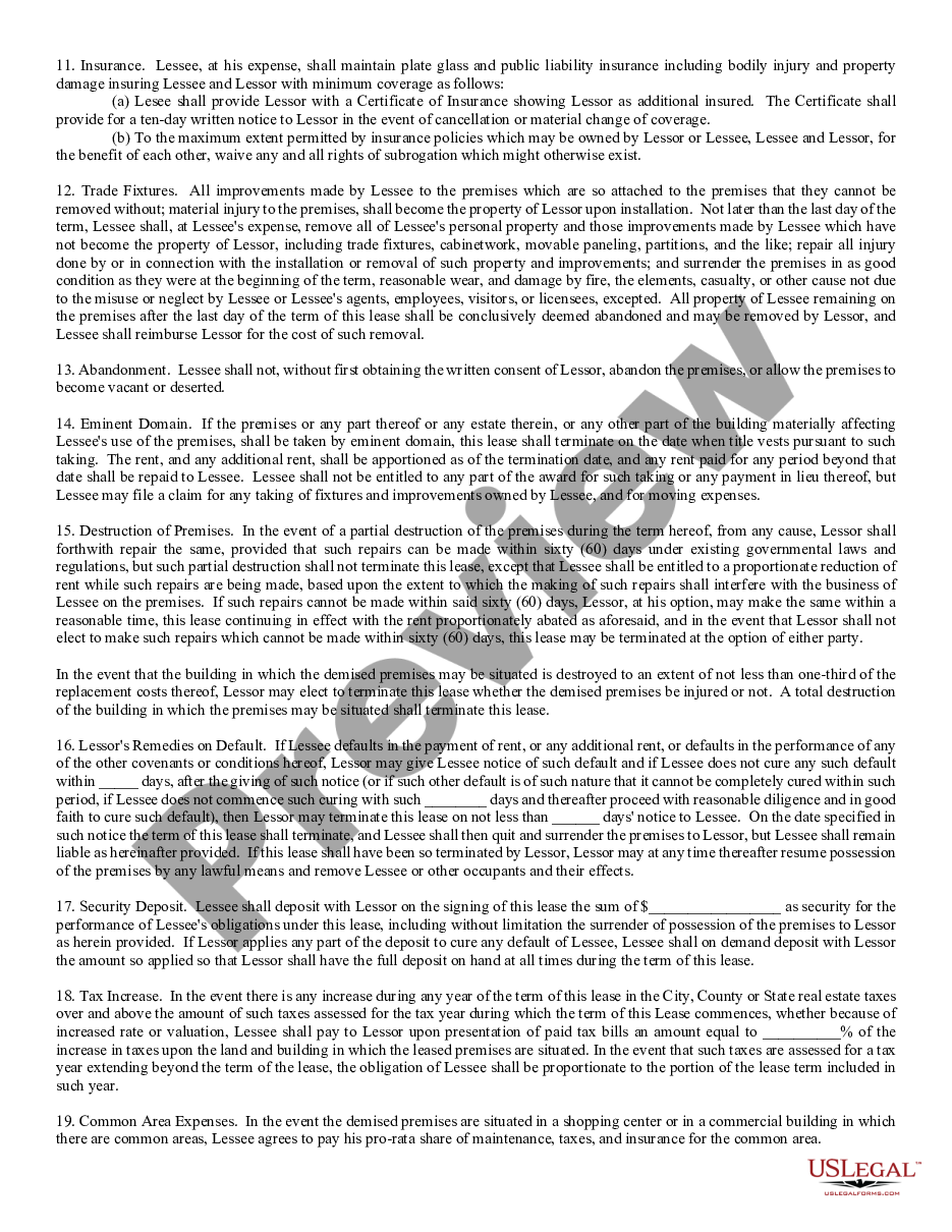 page 1 Commercial Lease Part 1 preview
