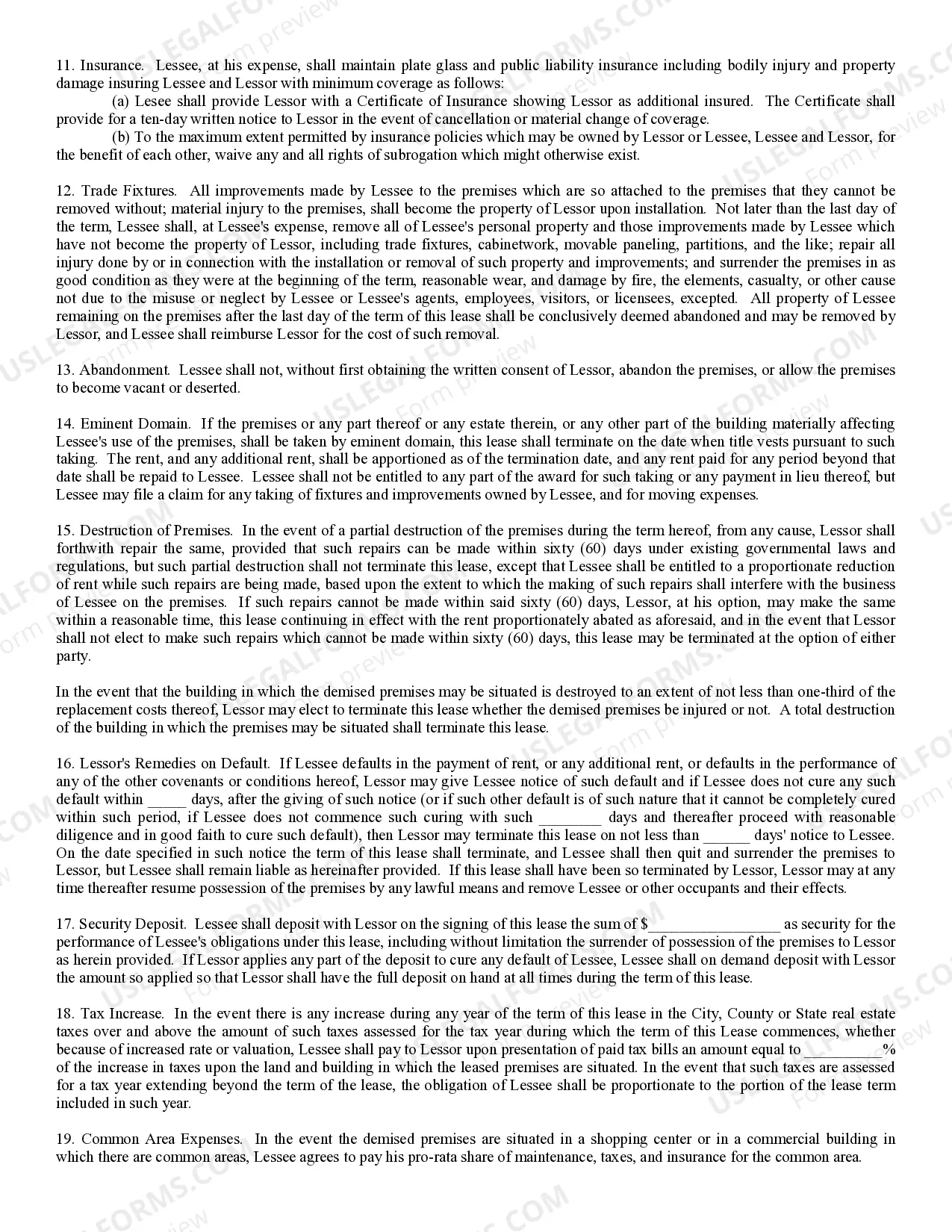 Preview Commercial Lease Part 1