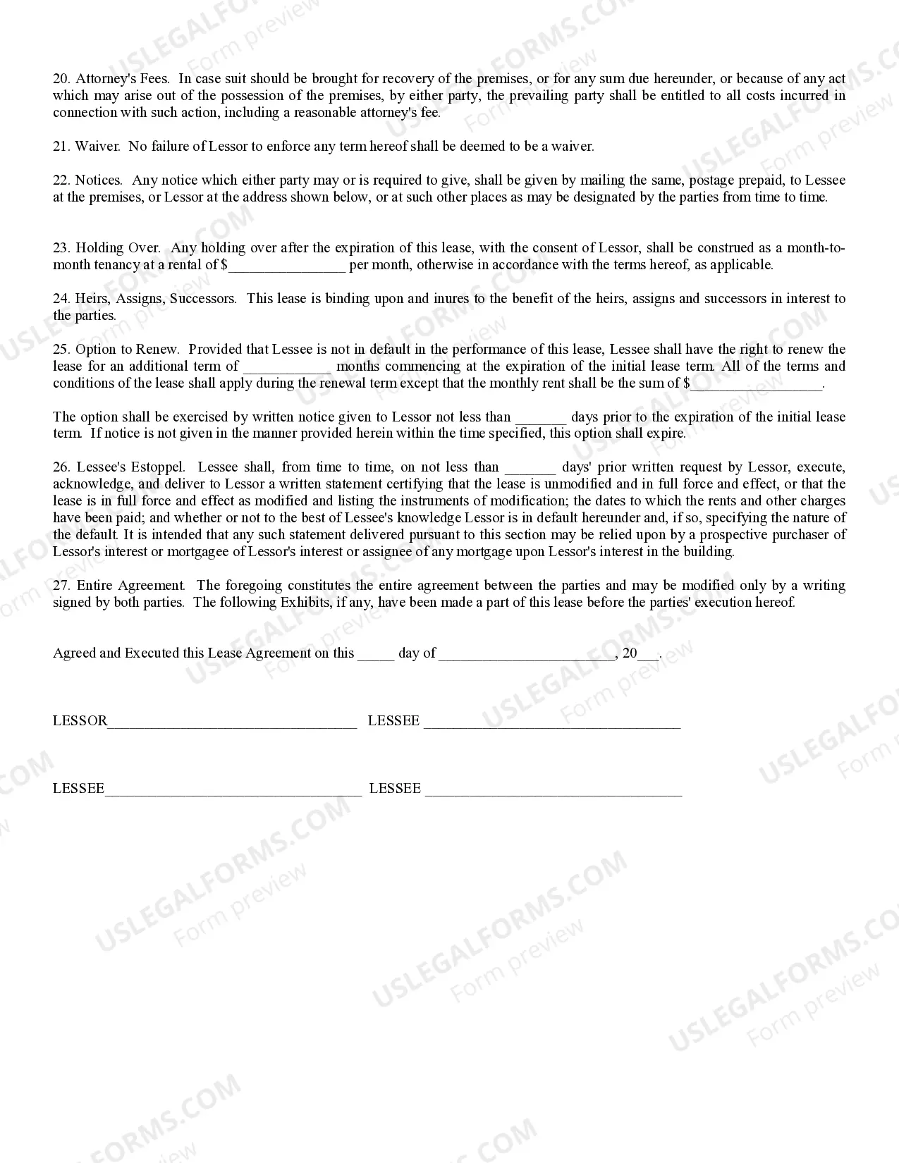 Preview Commercial Lease Part 1