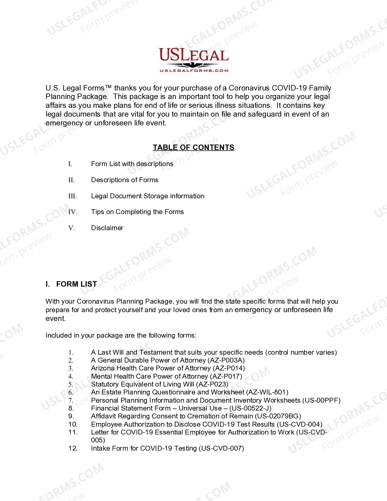 Preview Arizona Coronavirus COVID-19 Family Planning Package