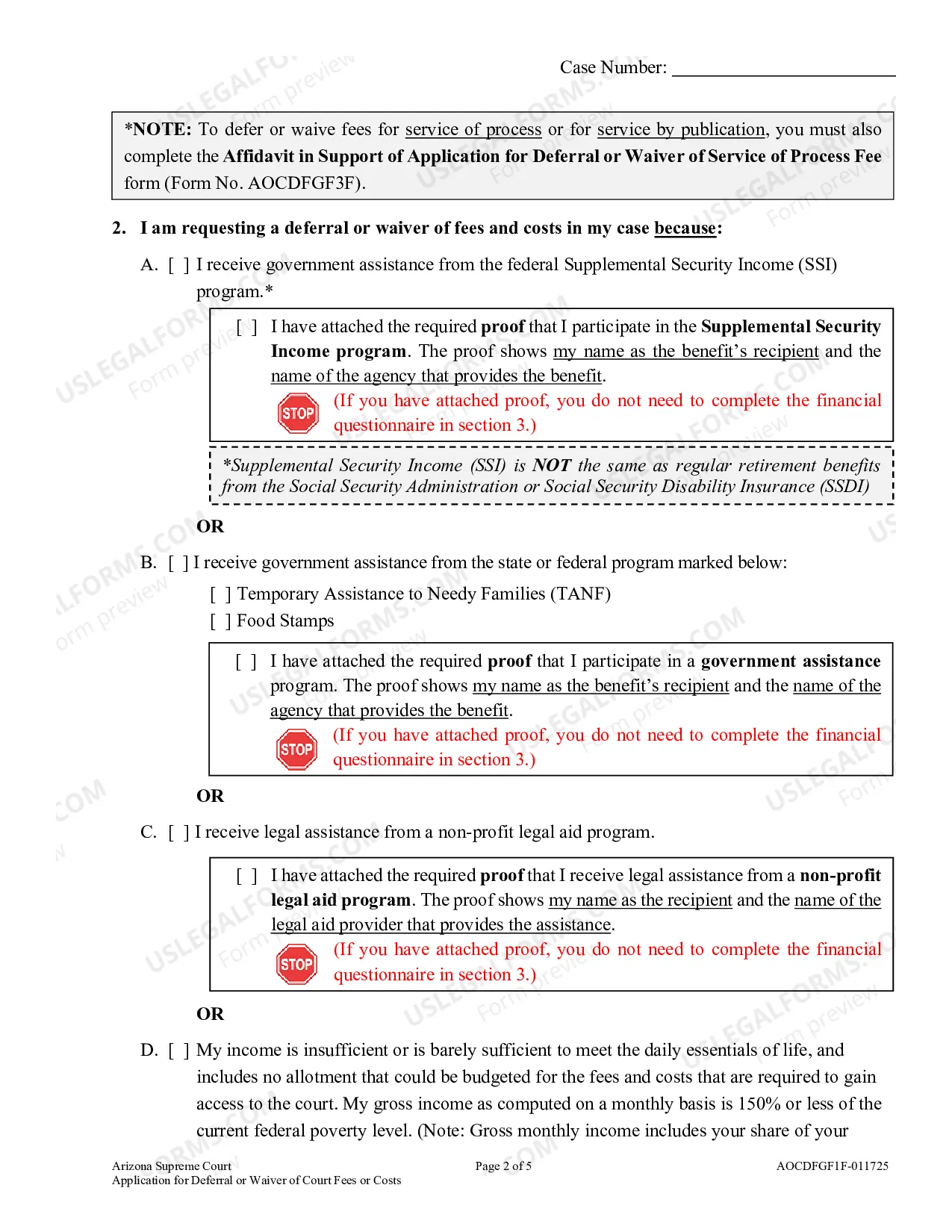 Preview Filing and Other Fees Help Packet