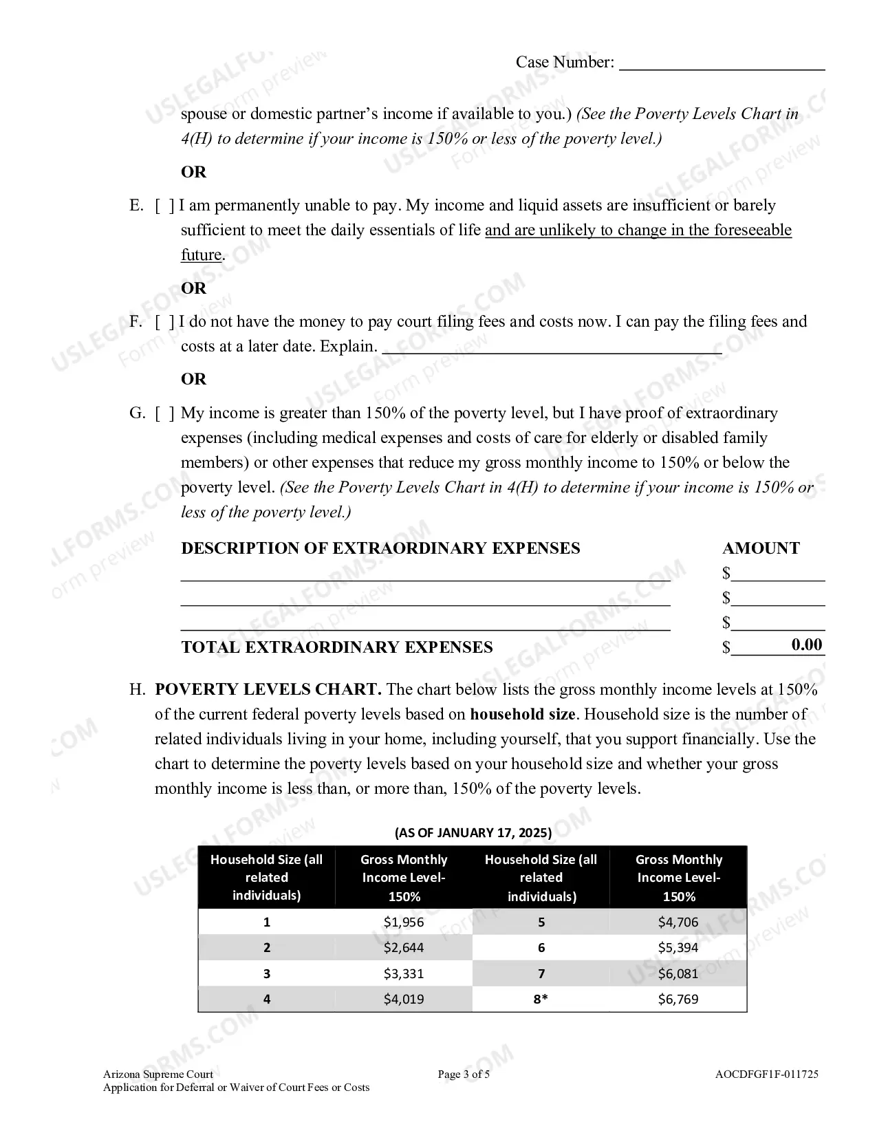 Preview Filing and Other Fees Help Packet