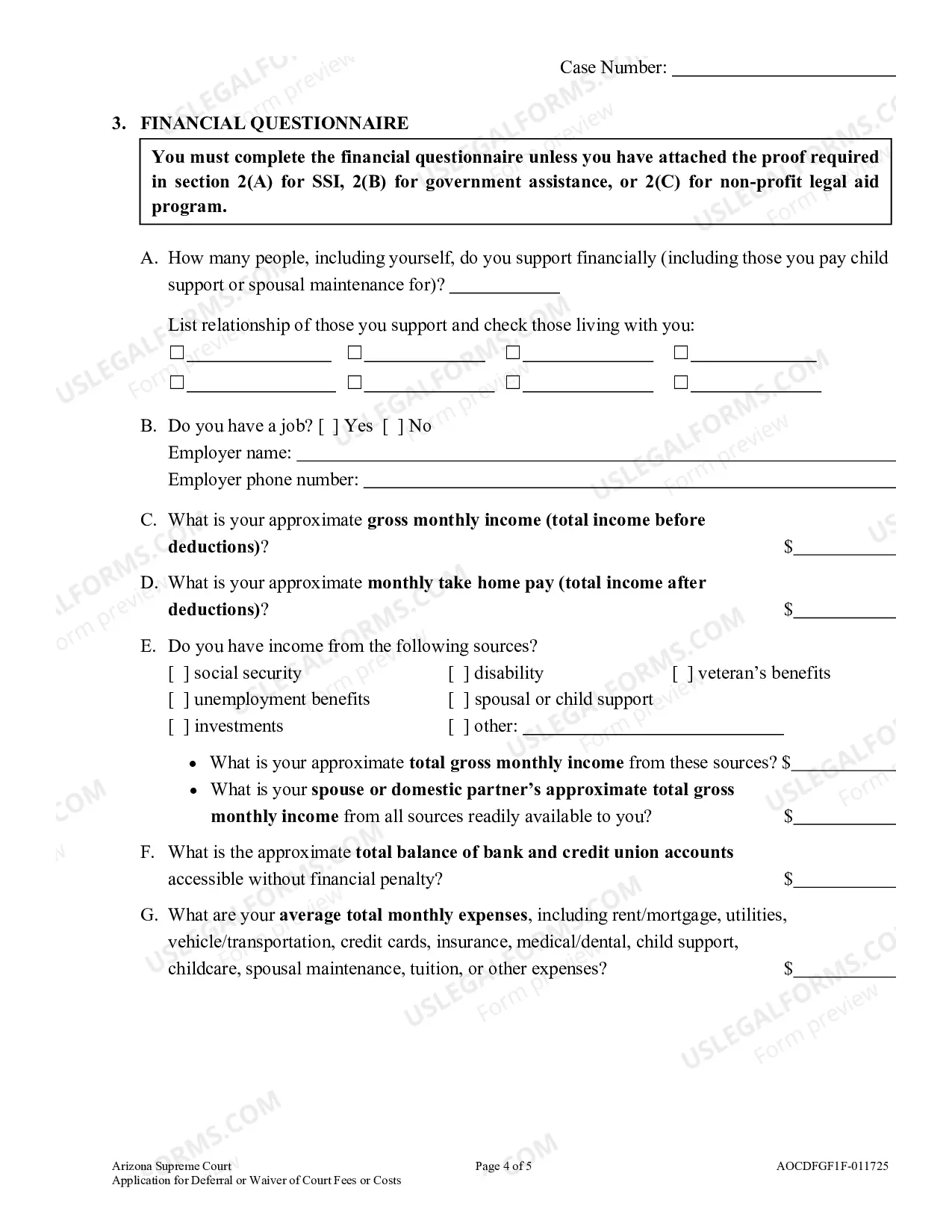 Preview Filing and Other Fees Help Packet