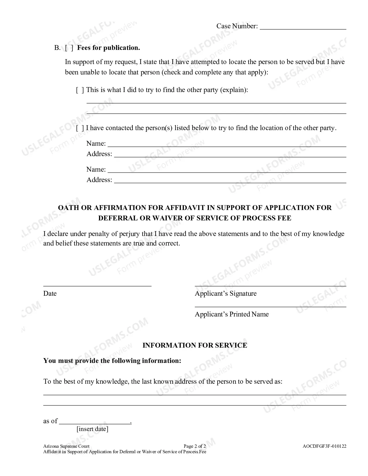 Preview Filing and Other Fees Help Packet