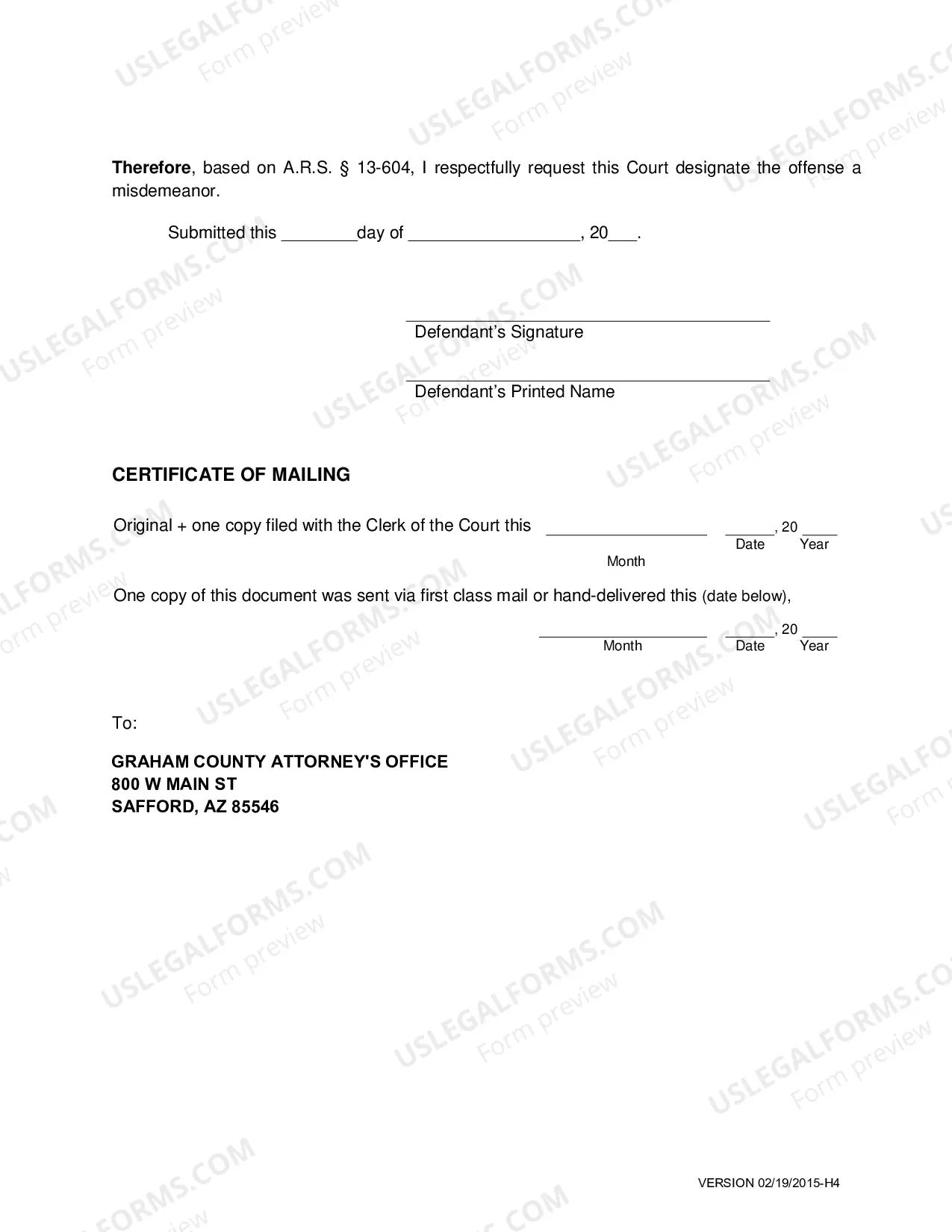 Preview Felony to Misdemeanor