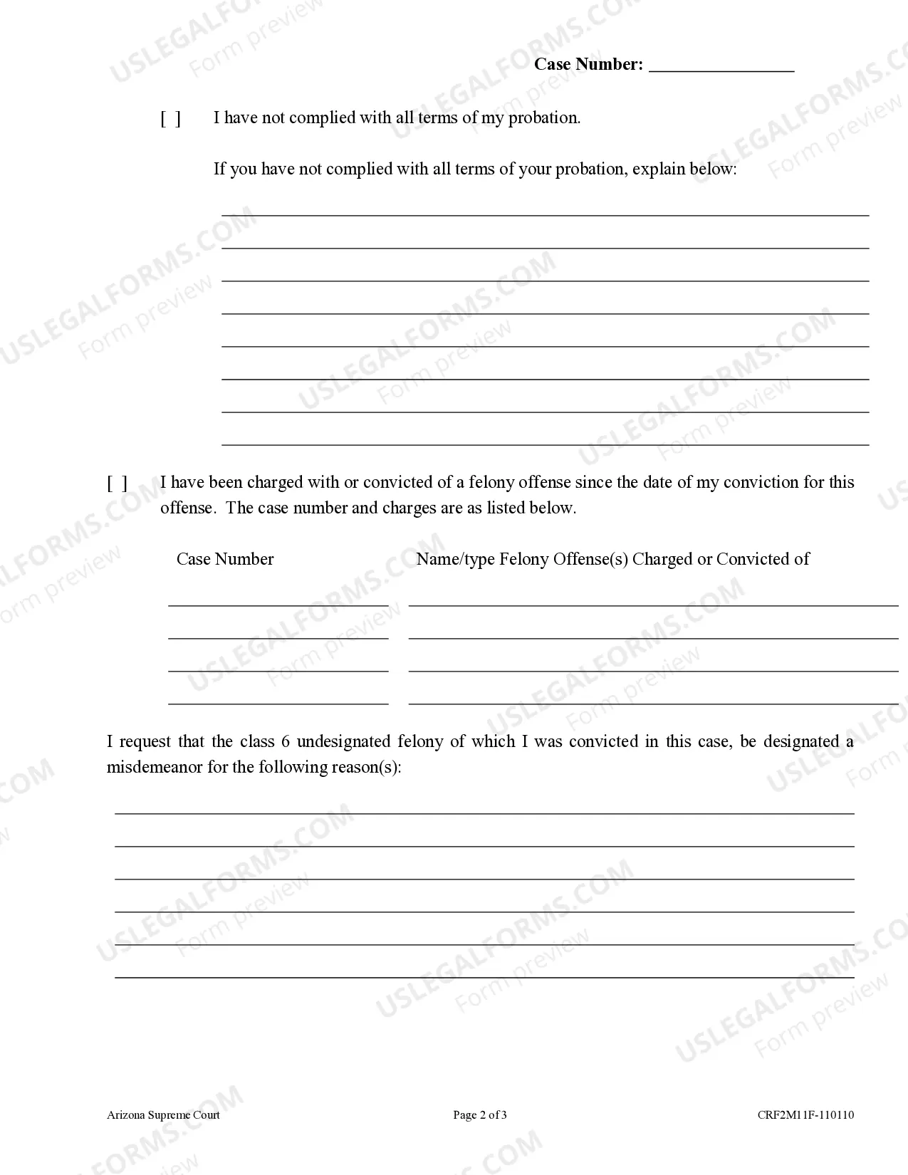 Preview Application to Designate a Class 6 Undesignated Felony as a Misdemeanor