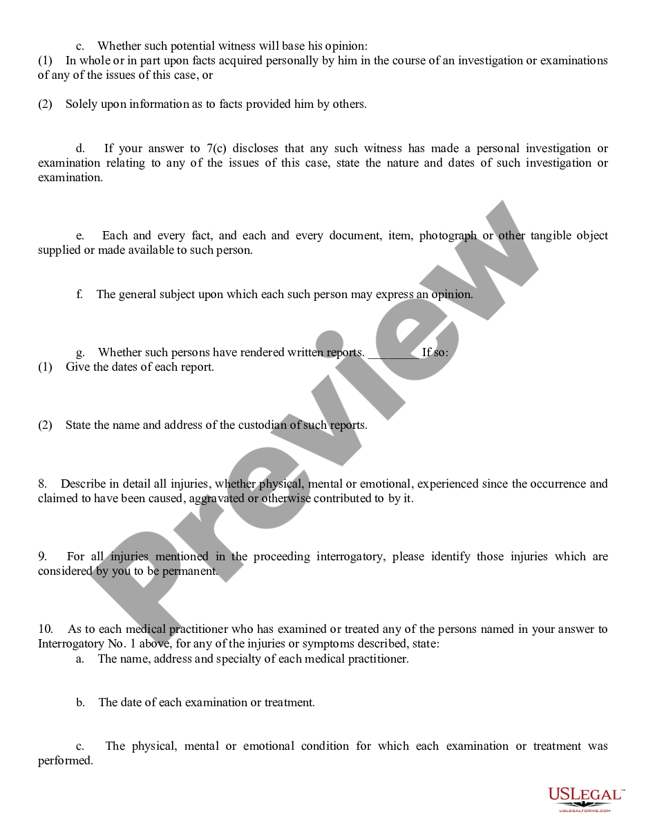 page 2 Personal Injury Interrogatory preview
