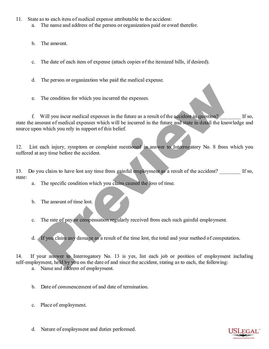 page 3 Personal Injury Interrogatory preview