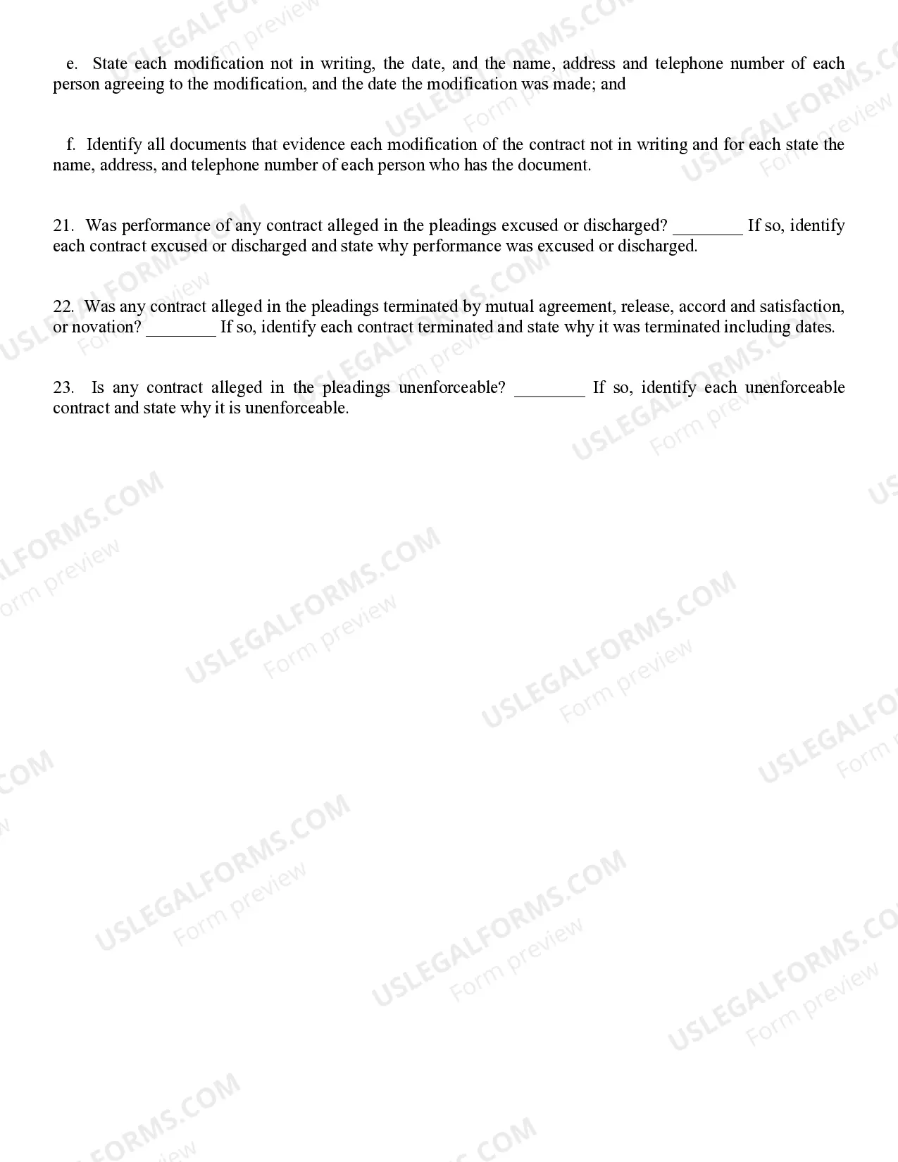 Preview Contract Interrogatory