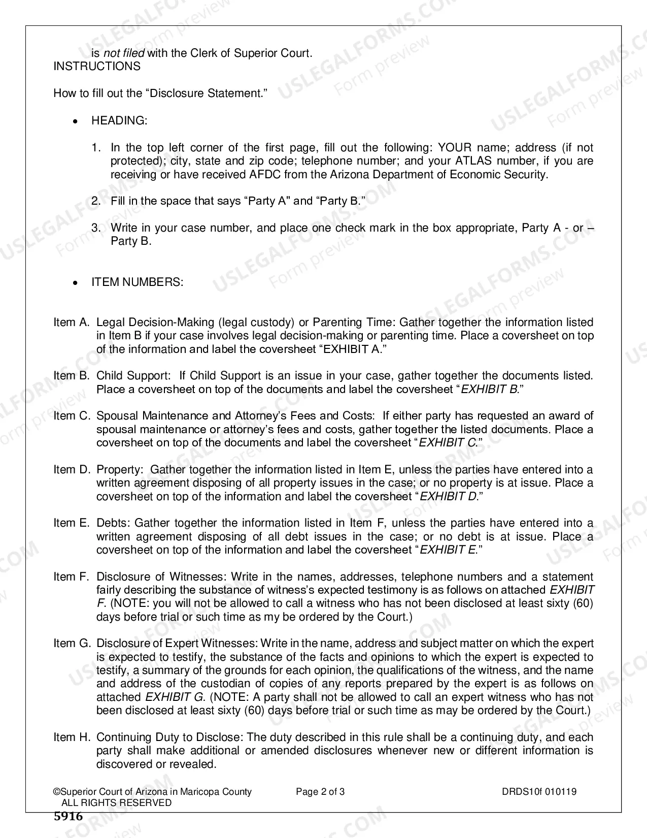 Preview Disclosure Statement