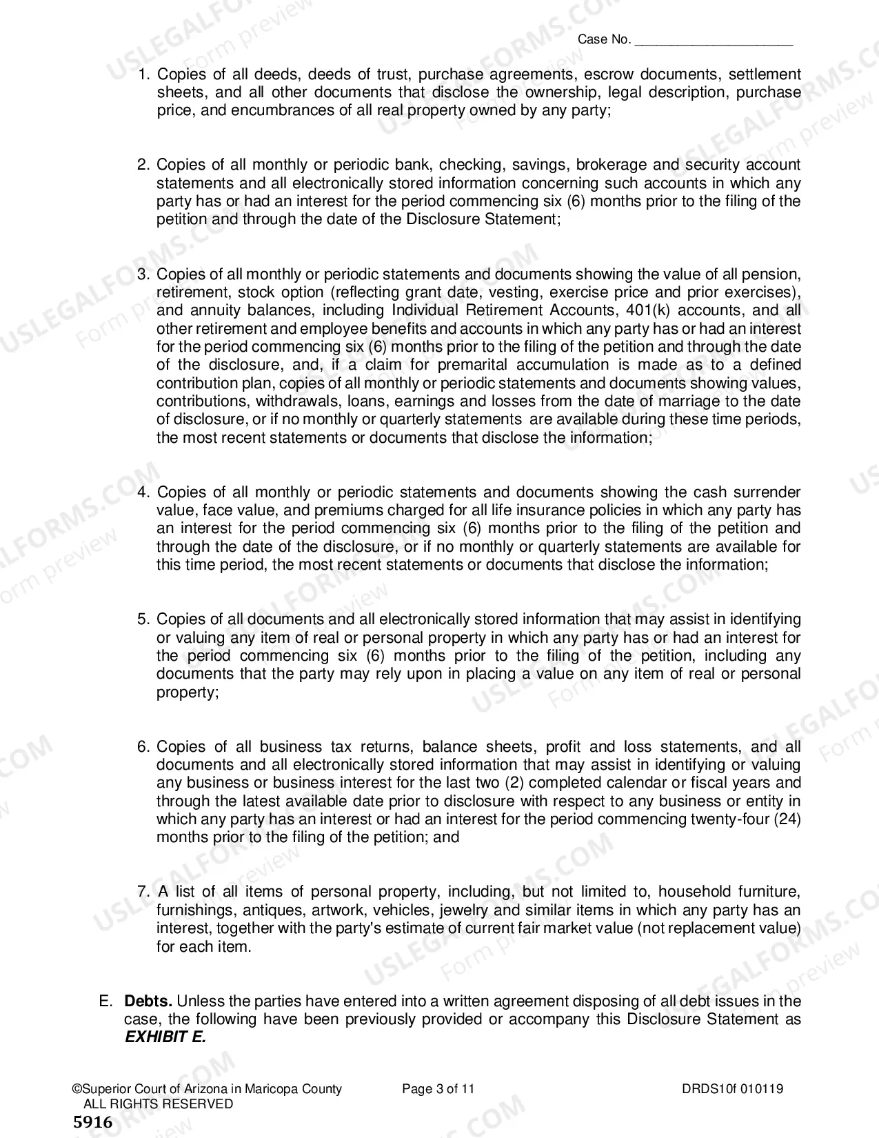 Preview Disclosure Statement