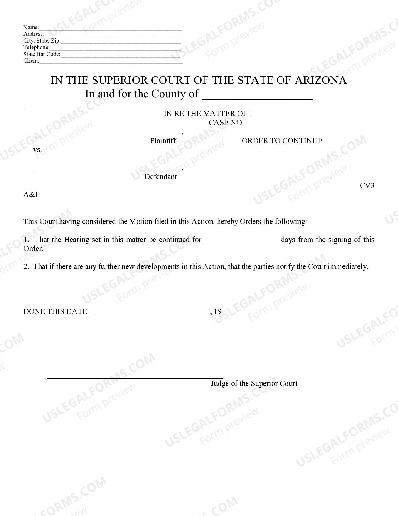 Preview Motion to Continue and Order