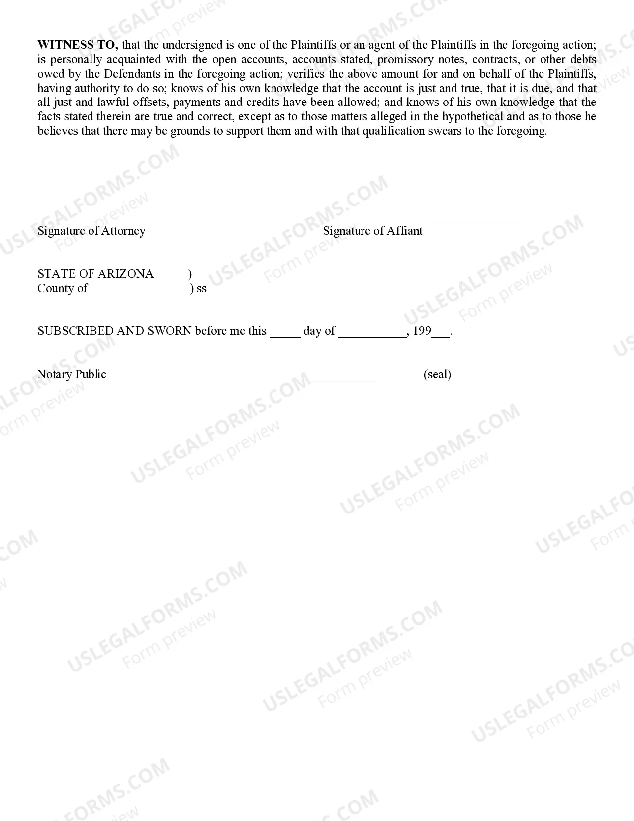 Preview Complaint for Monies Owed