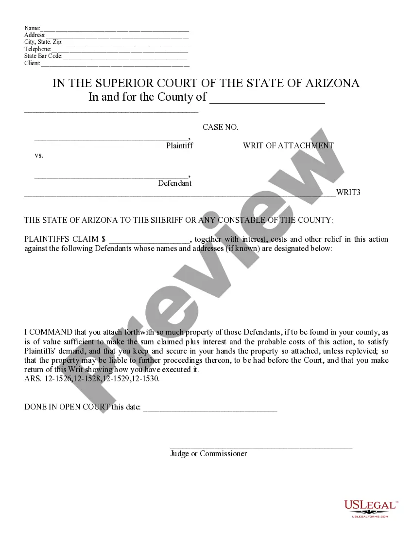 Get Writ of Attachment Preview Writ of Attachment