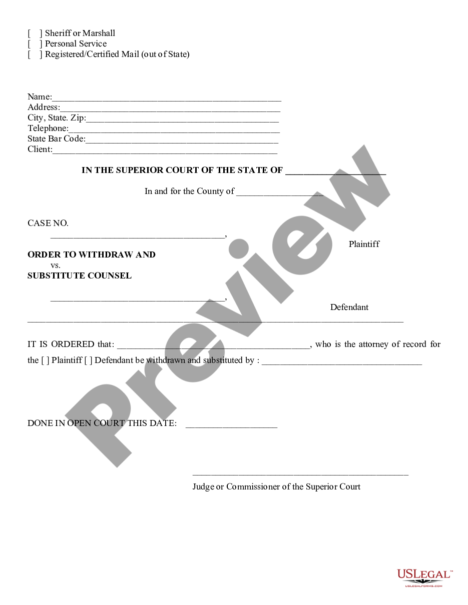 form Motion To Withdraw and Substitute Counsel and Order preview