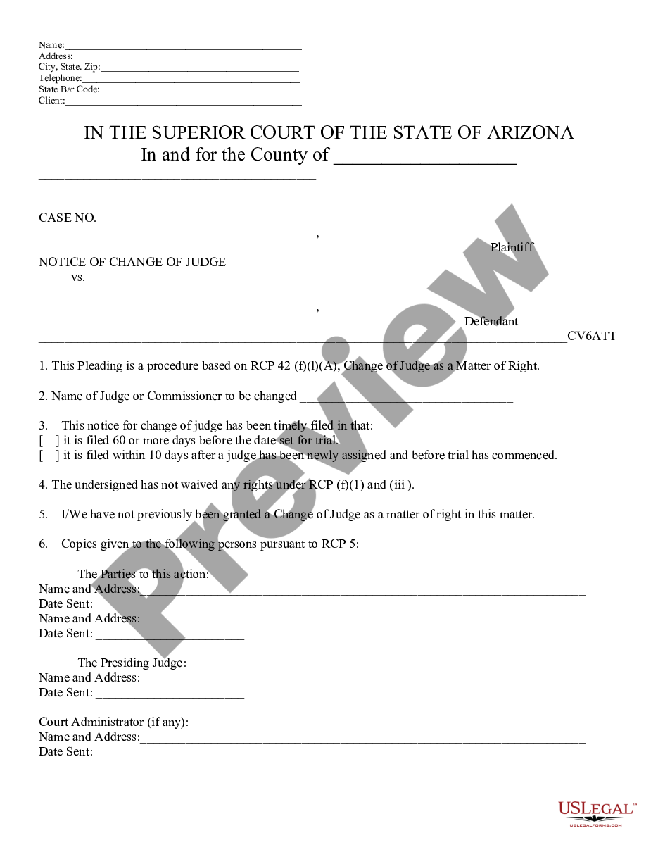 form Motion, Affidavit and Notice for Change of Judge and Order preview